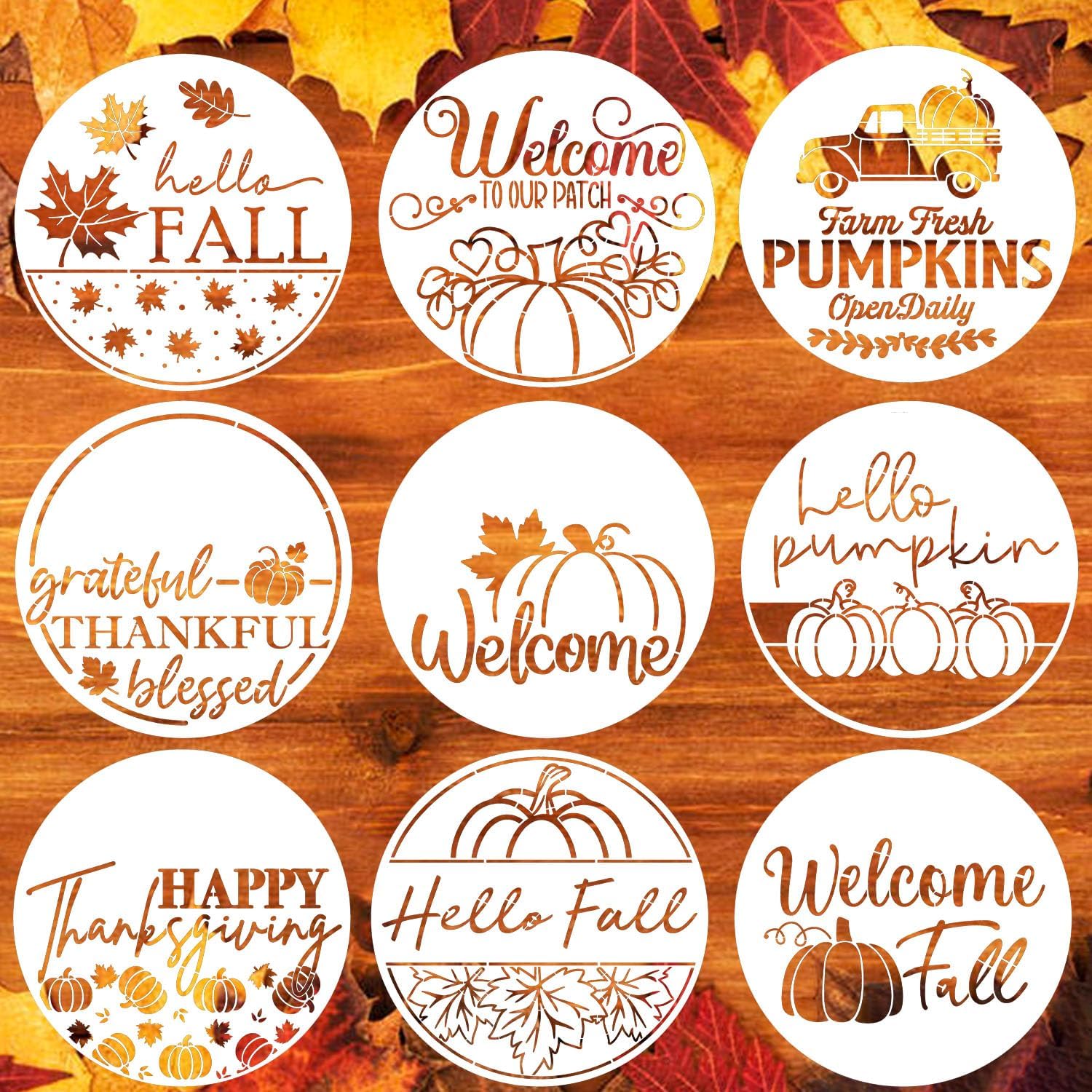 Amazon com : Fall Stencils for Painting on Wood 12 Happy Thanksgiving