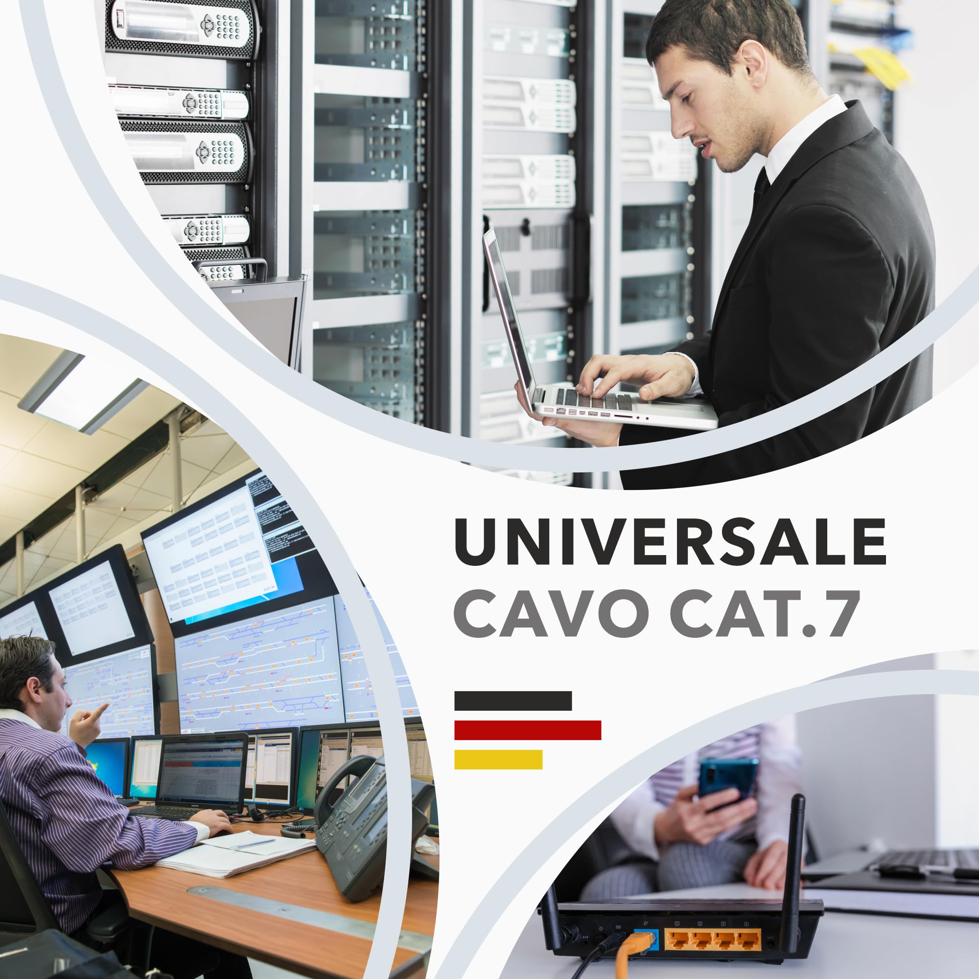RedStar24 CAT 7 Cavo di rete 50m - Cavo Ethernet CAT7 Schermato - Cavo dati LAN Gigabit S/FTP, PIMF, PoE, 10Gbit/s, Senza alogenuri, Cavo di installazione in rame - 50 metri