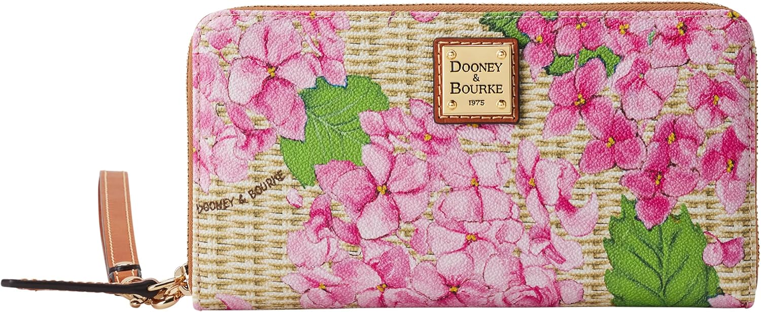 Dooney & Bourke Hydrangea Basketweave Large Zip Around Wristlet
