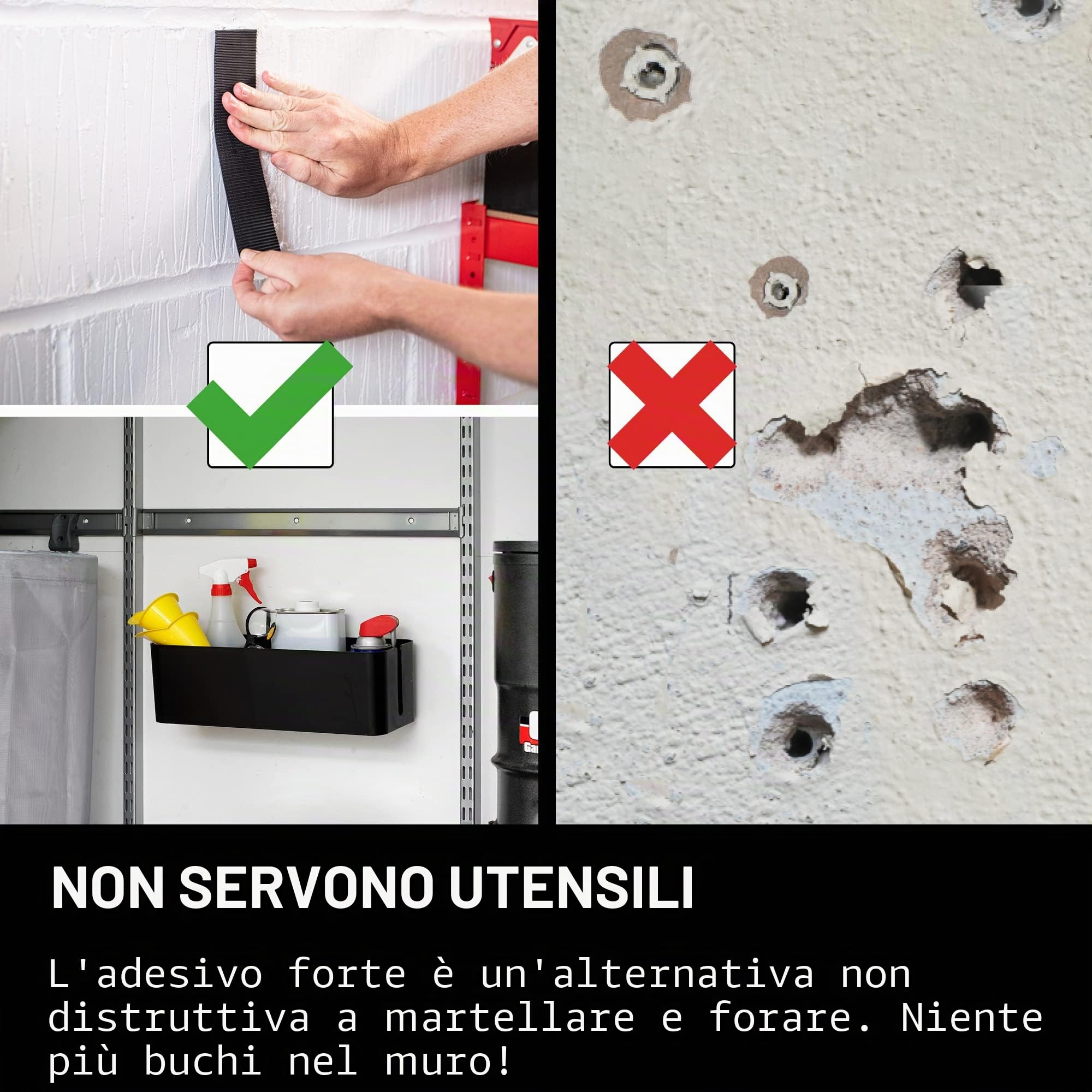 VELCRO Brand Nastro a strappo adesivo ad alta resistenza, Nero 50mm x 10m | Nastro adesivo a strappo ad alta resistenza, per casa, ufficio, garage e decorazioni