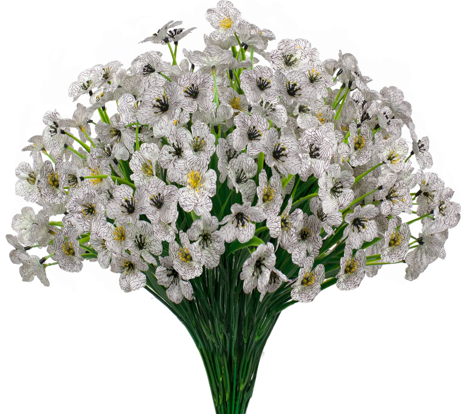 Gamity 15 Bundles Artificial Flowers UV Resistant Outdoor Plants No Fade Faux Plastic Shrubs Fake Silk Flowers Window Box Garden Porch Home Decoration