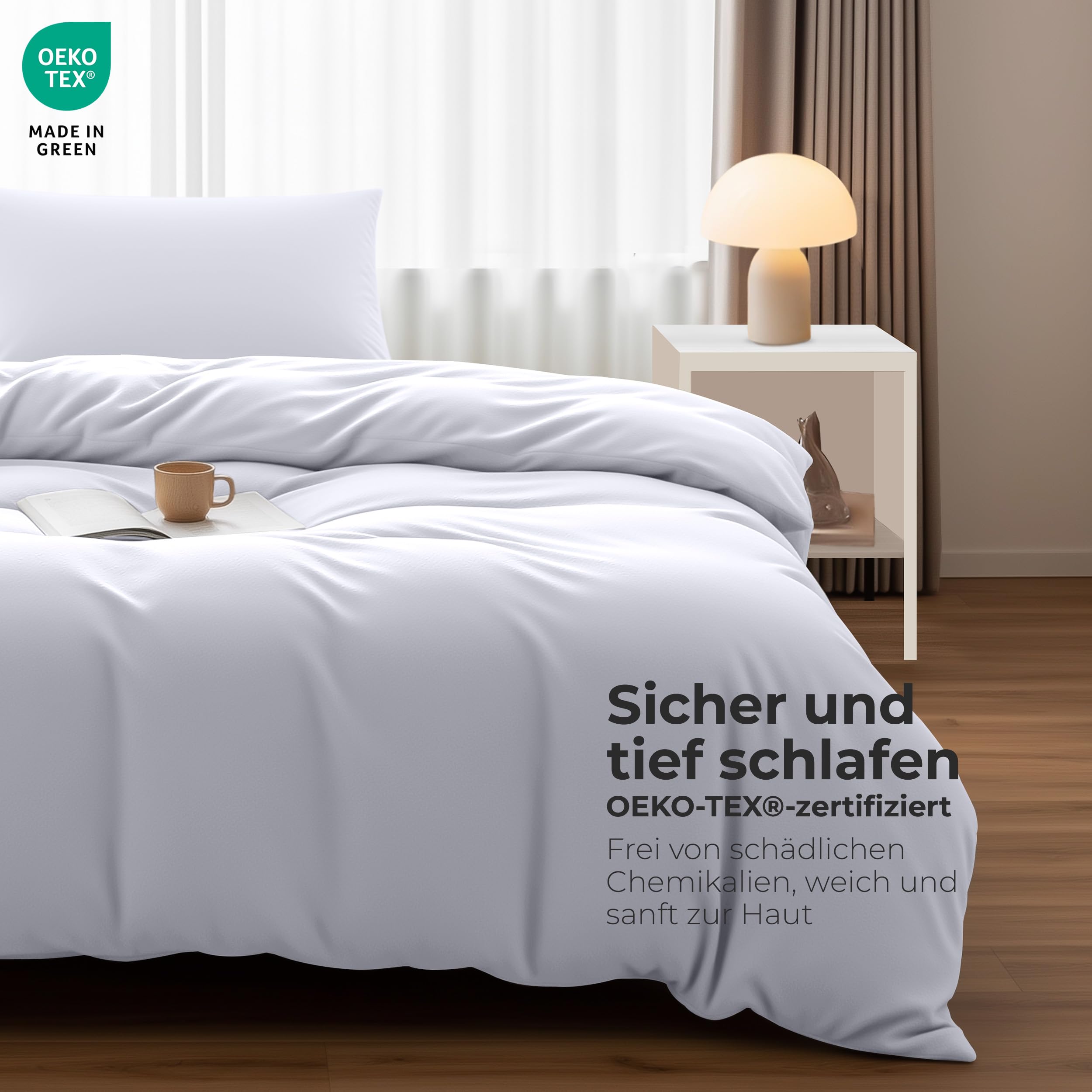 Utopia Bedding Bettwäsche 135x200 cm + 1 Kissenbezug 50x75 cm, Weiß – Ansicht 4