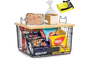 AUTODECO Mesh Counter Top Organizer with Bamboo Lid and Towel Bar -...