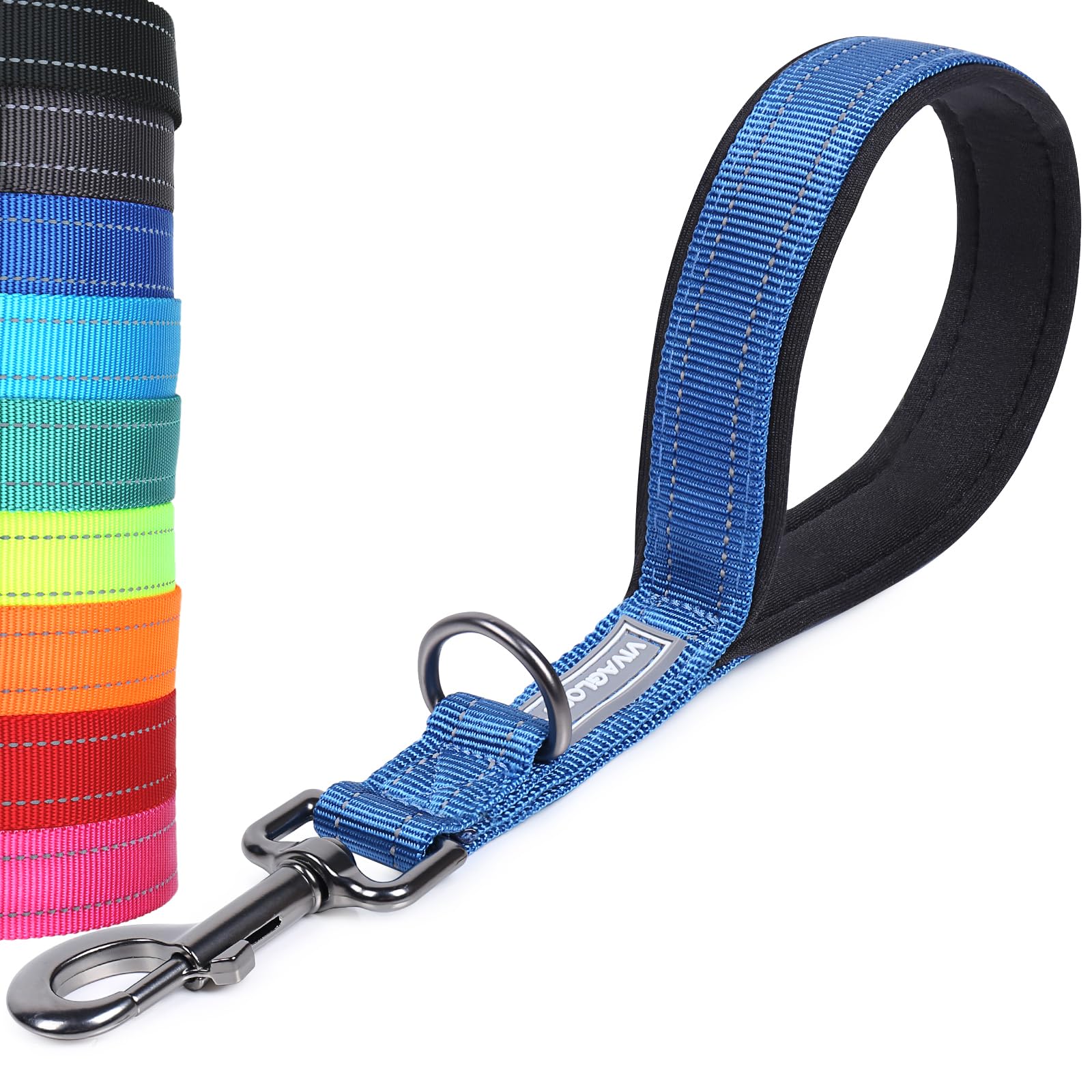 VIVAGLORY Short Dog Leash Closerok Traffic Leash for Dog with Soft Padded Handle for Training & Walking, Padded Neoprene & Heavy Duty, 12inch, Blue