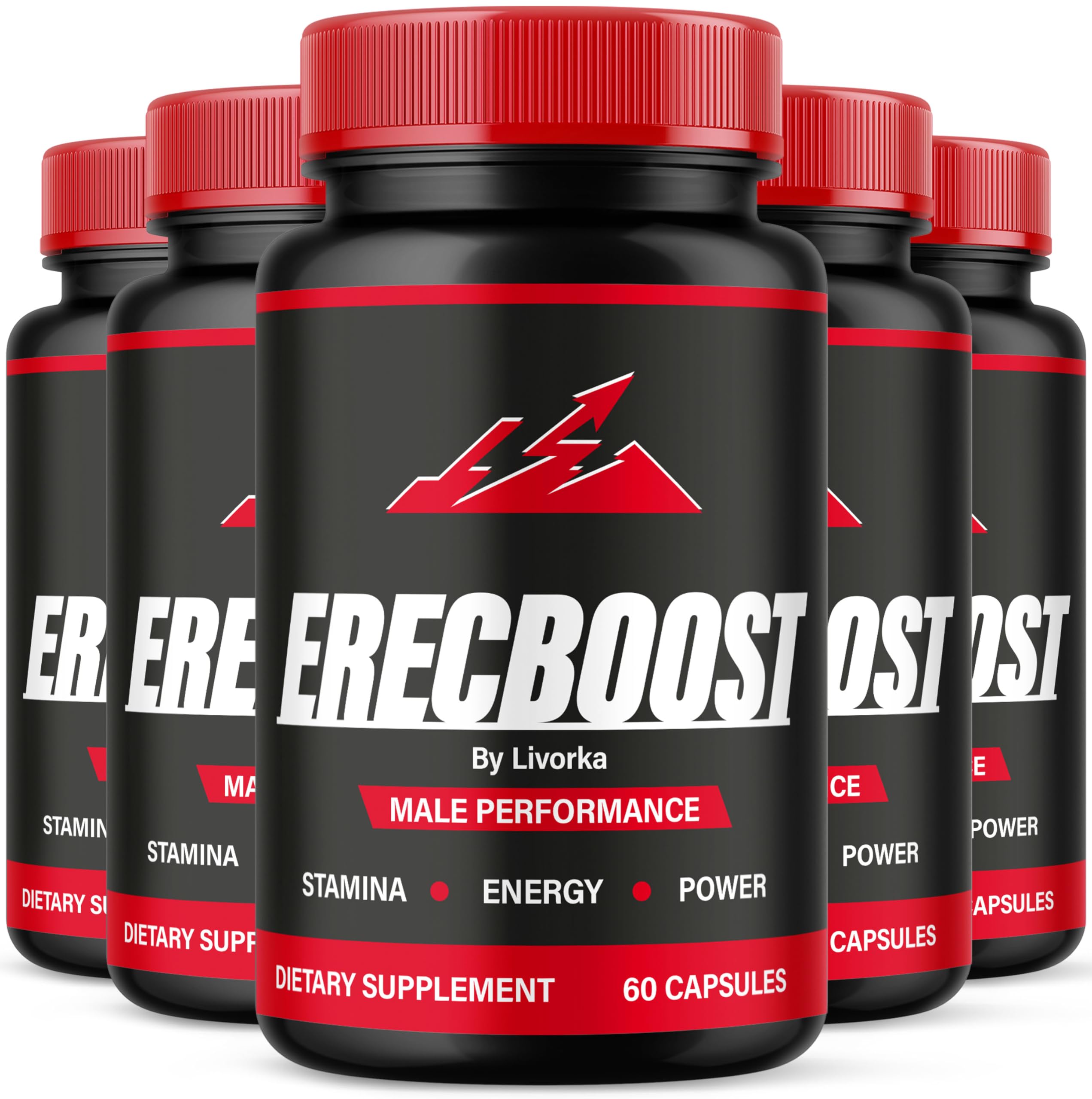 LIVORKA(Pack of 5) Erecboost Capsules, All-Natural Advanced Formula, 300 Capsules
