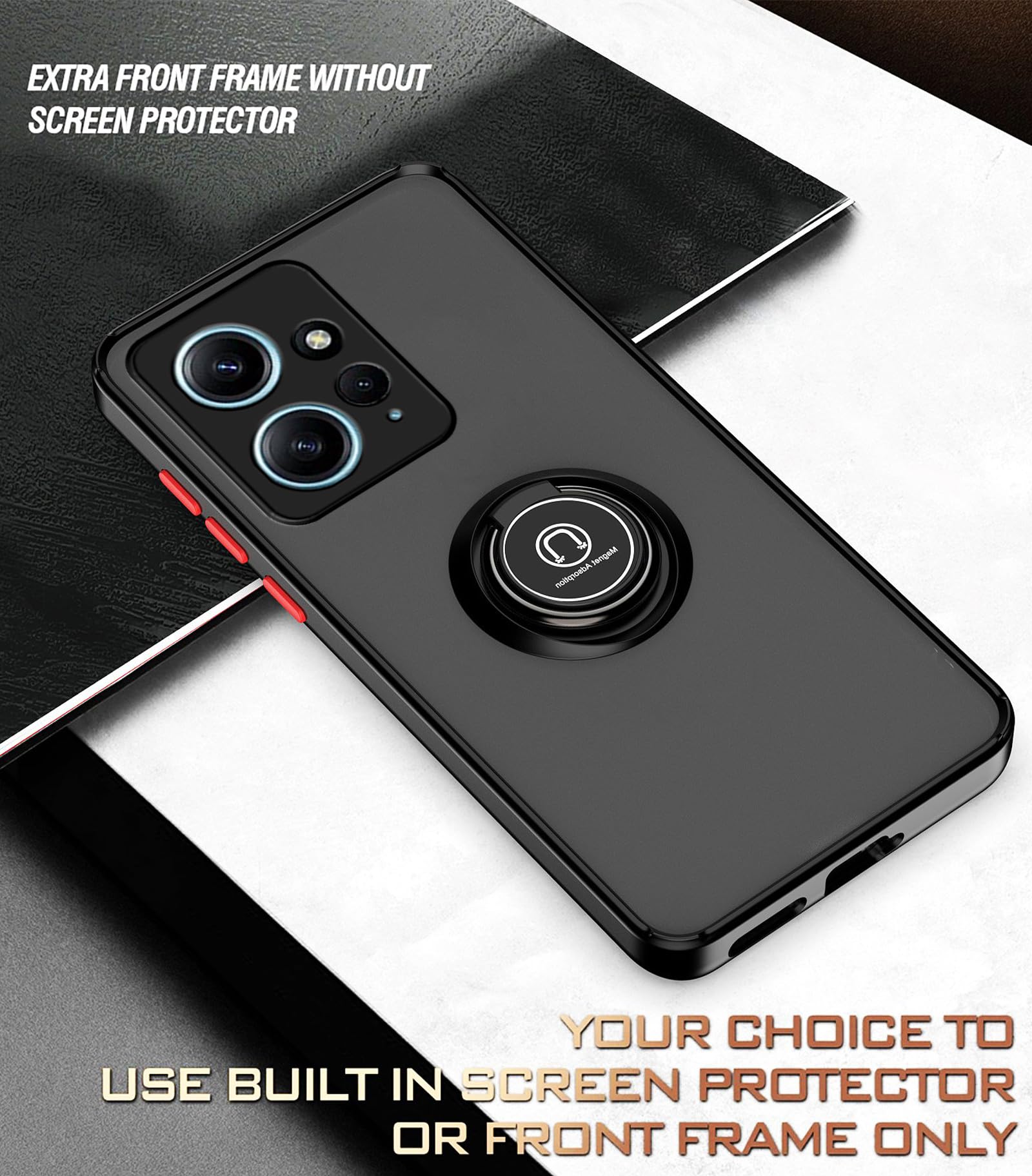 Custodia WBWONE Per Xiaomi Redmi Note 12 4G – Cover Punk Con Supporto, Bianco