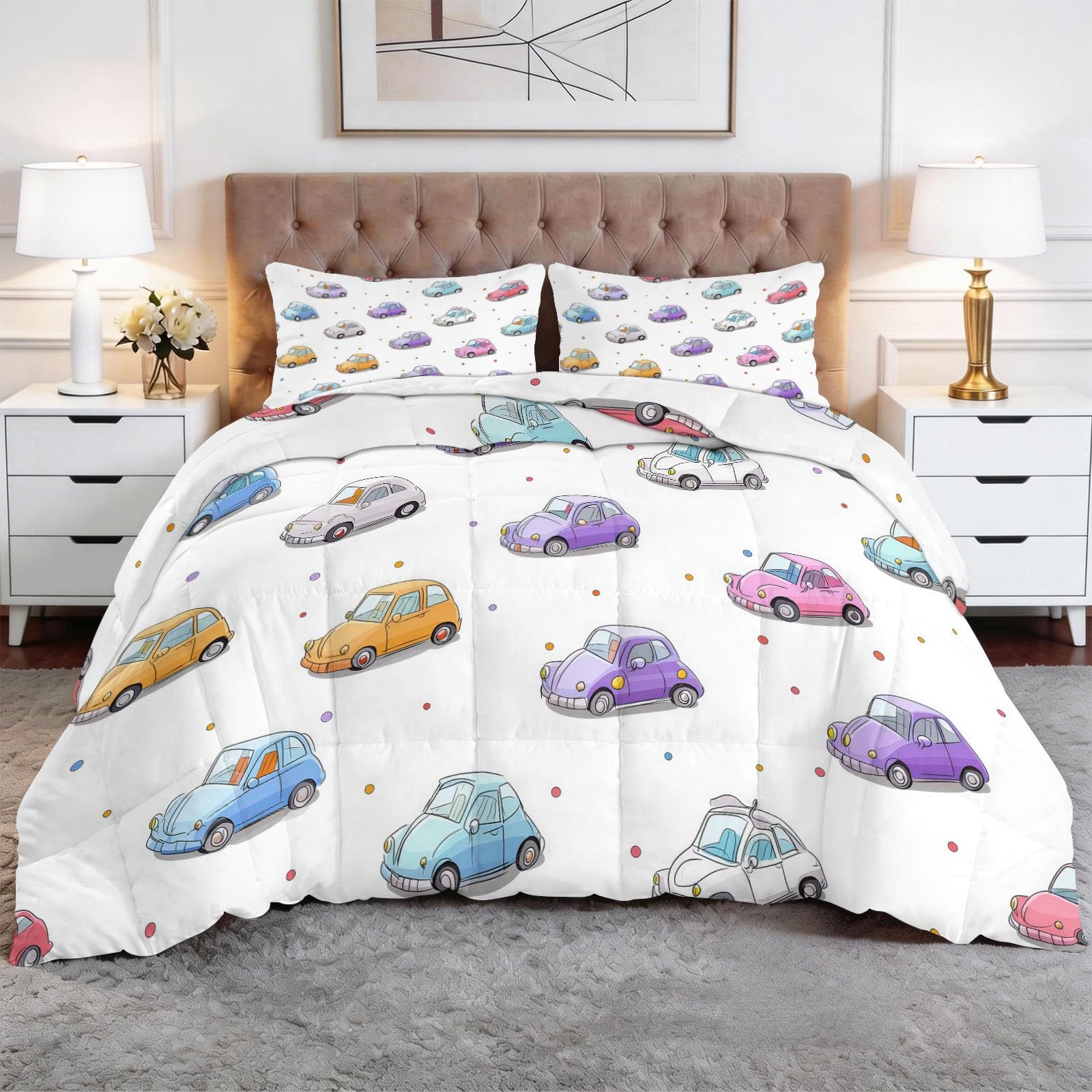 Couette sans housse enfant anti-allergies pour stopper la corvée du lit 200x200 cm voiture