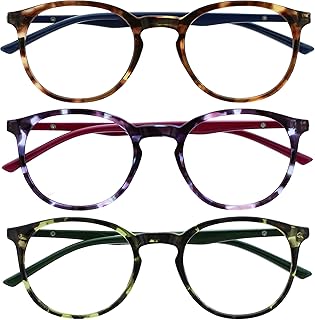 Opulize Met 3 Pacco Occhiali Da Lettura Grande Giro Marrone Porpora Verde Uomo Donna Cerniere Molla RRR60-256 +0,00
