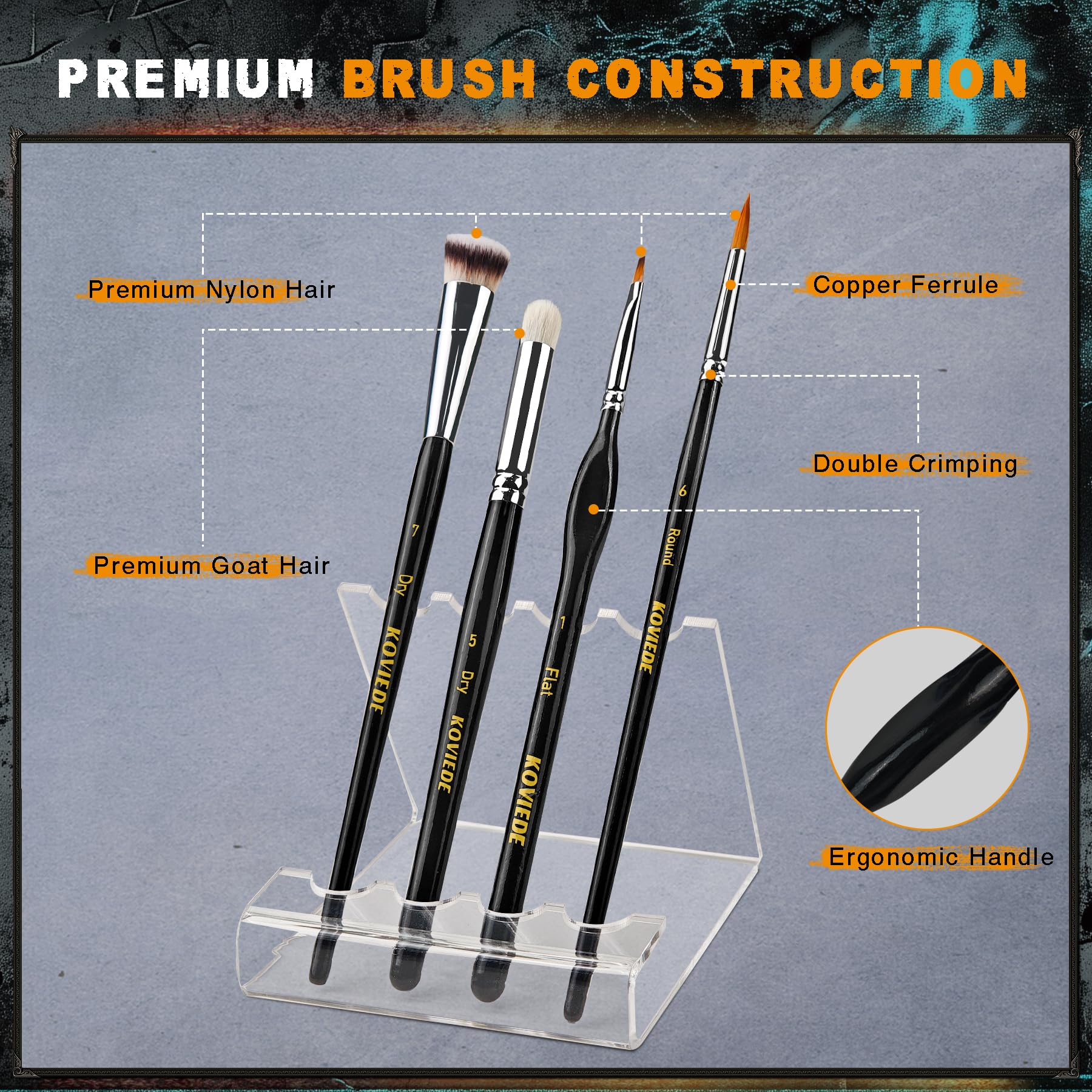 Pinceles de pintura en miniatura, juego de 20 pinceles de pintura con contenedor para pincel seco, acrílico, pintura de detalles finos, pintura en miniatura y pintura por números