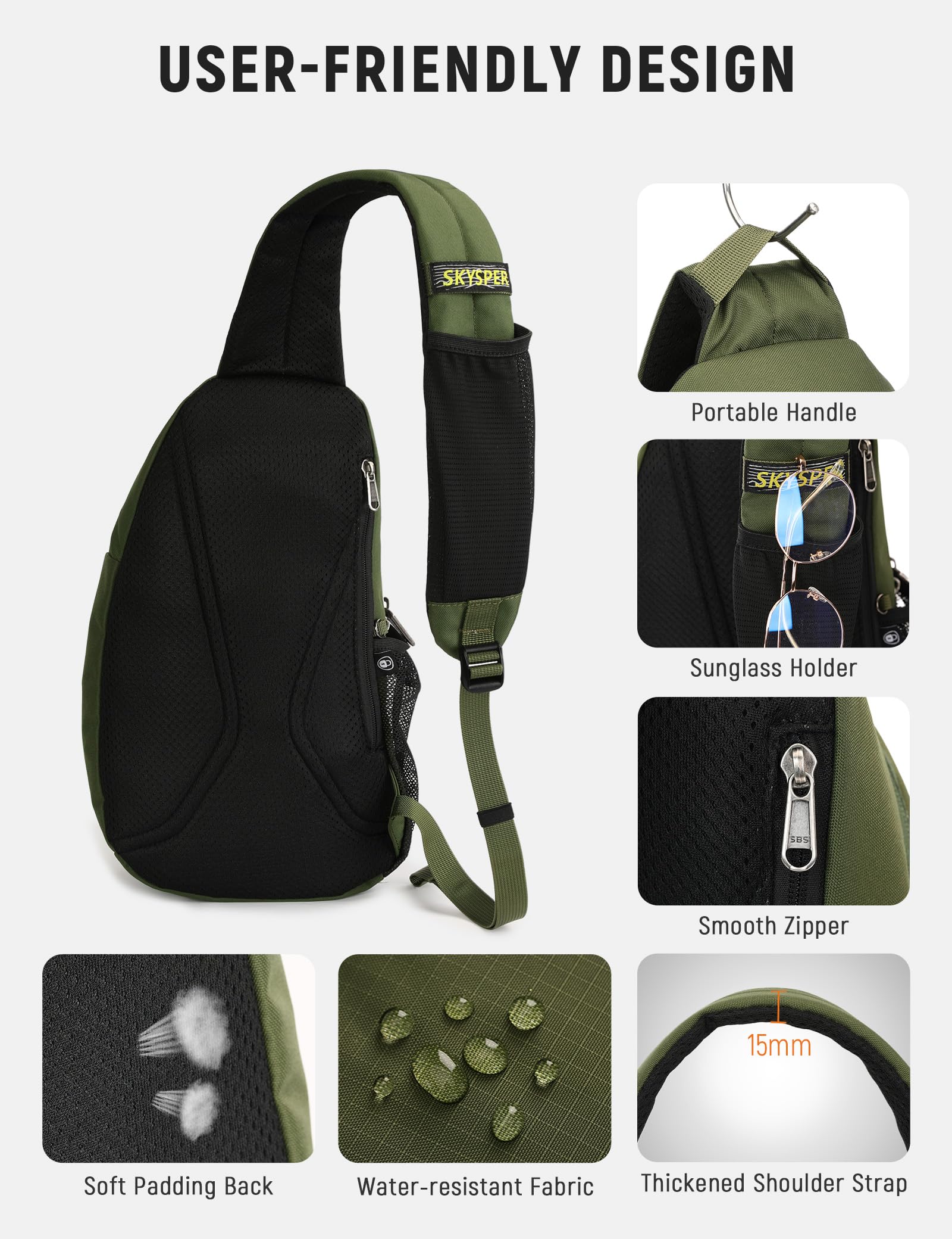SKYSPER Sacoche Homme Bandouliere Sac bandoulière avec pochette pour téléphone portable, Sac Bandouliere pour Sport Randonnée Cyclisme Homme et Femme