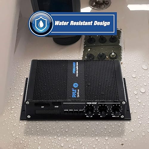 Miniatura 4 de Pyle Home Marine Amplificador de coche 2 canales puente compacto 200 vatios RMS 4 OHM rango completo monobloque estéreo e impermeable Receptor