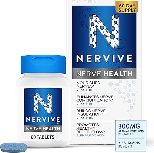 Nervive Salud nerviosa, con ácido alfa lipoico, para fortalecer la salud nerviosa y apoyar la función nerviosa saludable en dedos, manos, dedos de