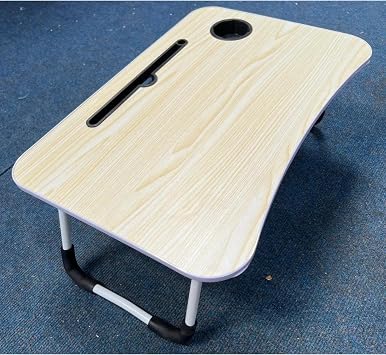 Laptop Bed Table Lap Standing Desk, Sofa Breakfast Bed Tray Folding Laptop Lap Desk Cup Holder Notebook Stand Legs 60 * 40 * 26cm (White)