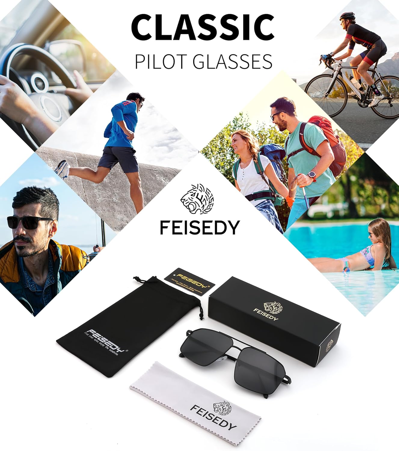 FEISEDY Vintage Polarized Aviator Sunglasses Men Women Classic American Gradient Lens UV400 Protection B0273 - Image 8