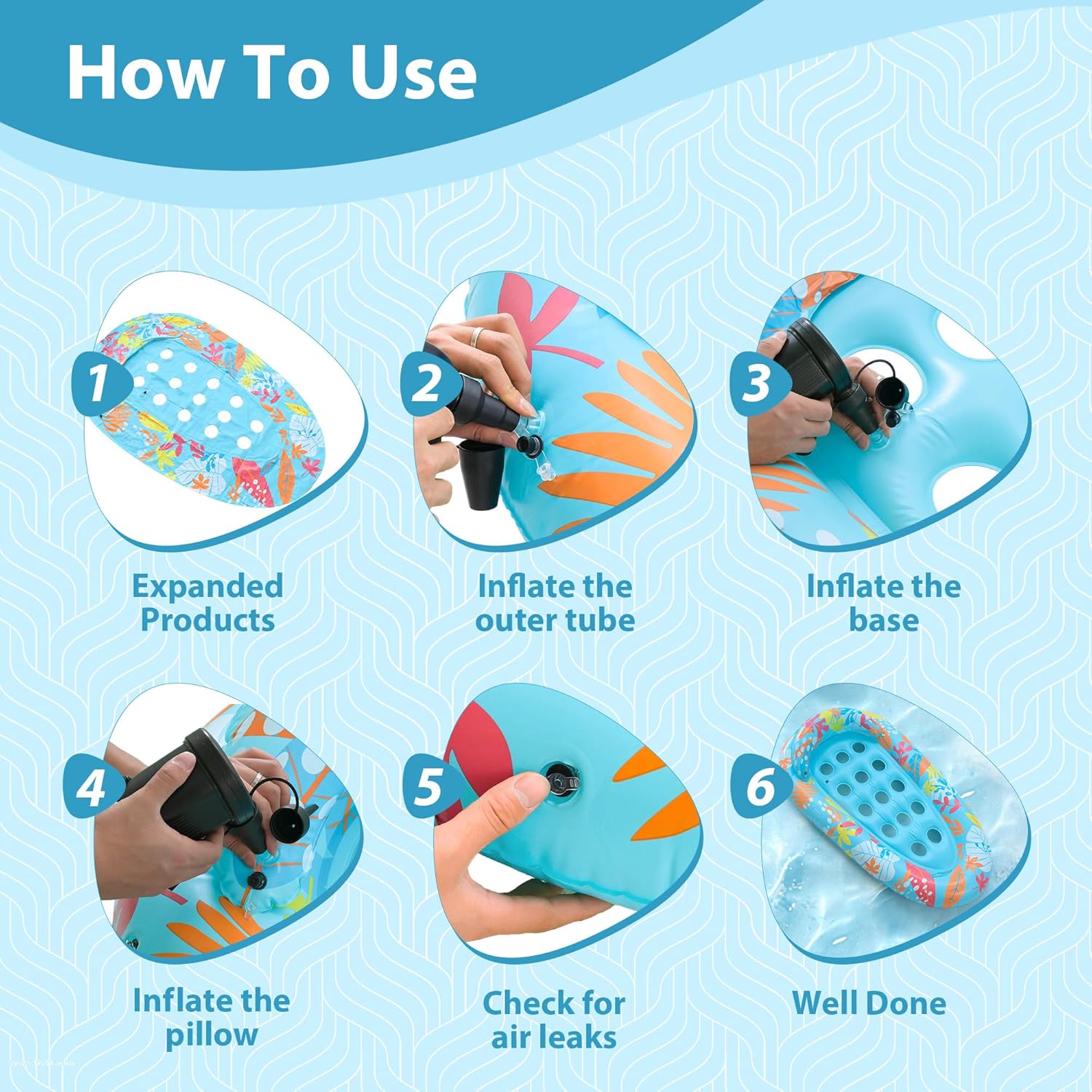 4 Pack Pool Floats Adult, 72"X42" Ultra Size with Headrest, Cooling Holes, Giant Pool Mats, Multi-Purpose Inflatable Pool Float Lounger for Pool Party, Beach, Lake, River, Sea, Outdoor