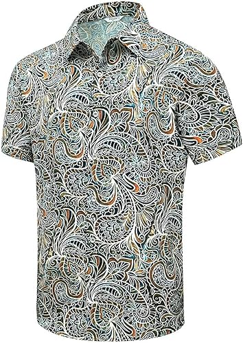 Miniatura 12 de SheLucki - Camisa hawaiana para hombre, unisex, de manga corta, con botones, para la playa y el verano, ropa casual estampada con sombra de palmas