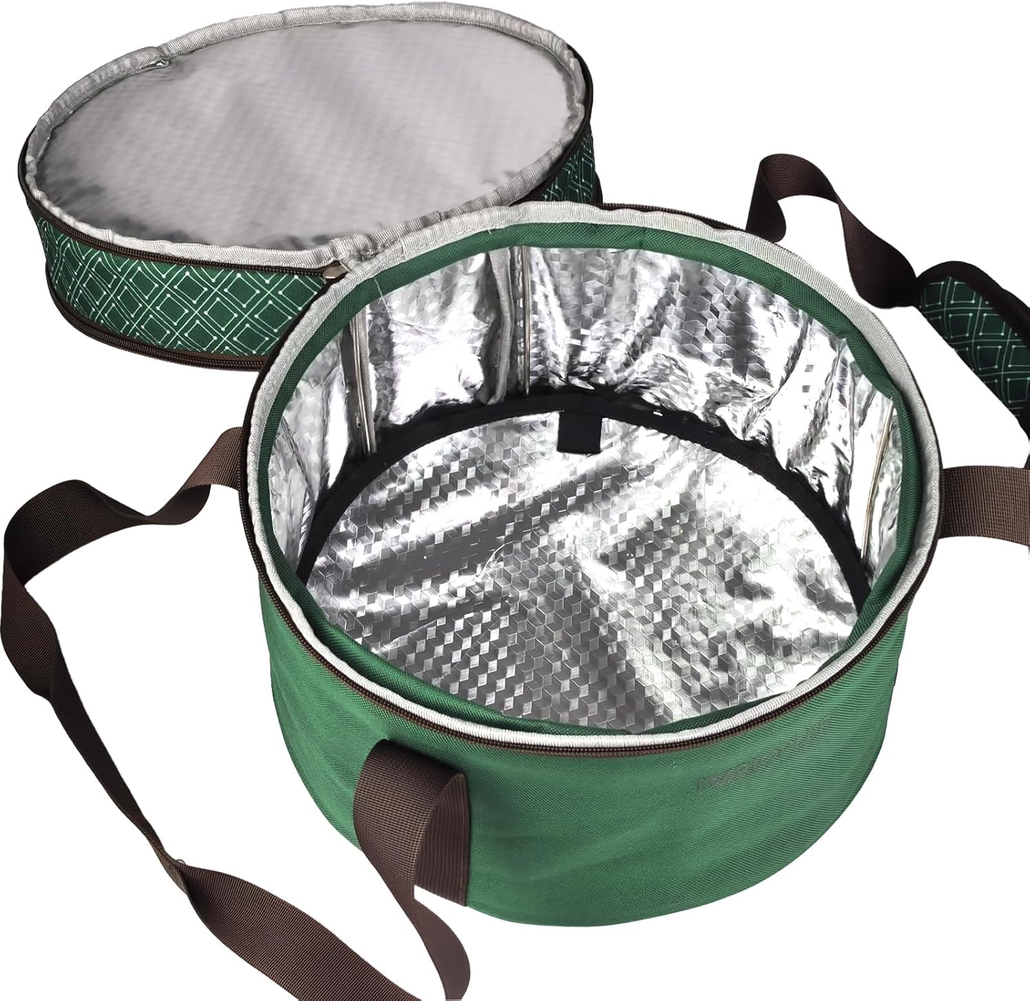 Pie Carrier With A Lid And Handle, With A Hard Edge That Won'T Collapse, Round Insulated Casserole Carrier,It Is Suitable For The Safe Transportation Of Cold And Hot Food (Green)