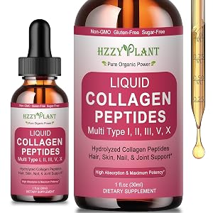 Liquid Collagen Peptides - Multi Collagen for Women Type I II III V X with Glucosamine MSM Hyaluronic
