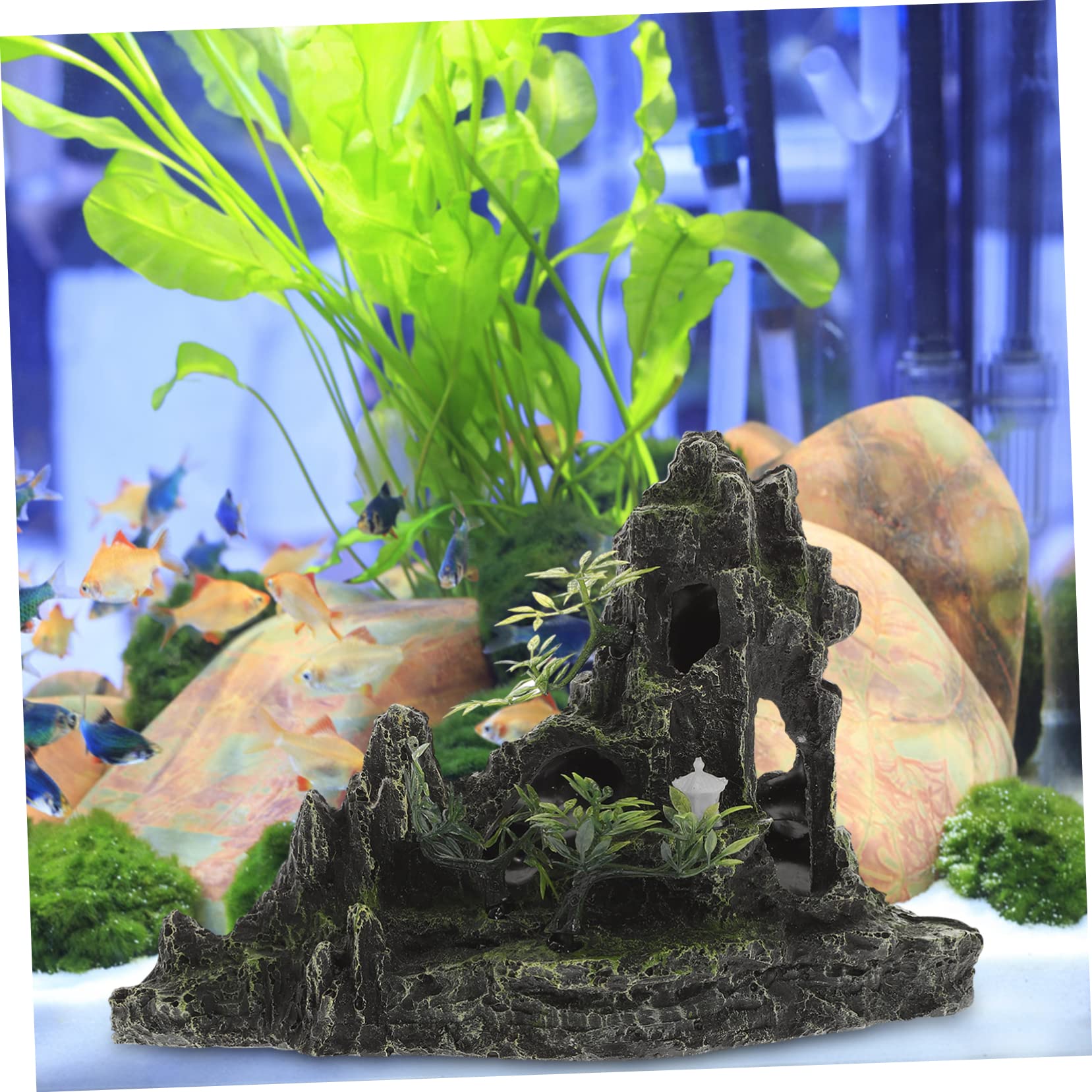 Amazon | NUOBESTY 水槽 岩棚 水槽 装飾品 魚類 水槽 飾り物 おまけ