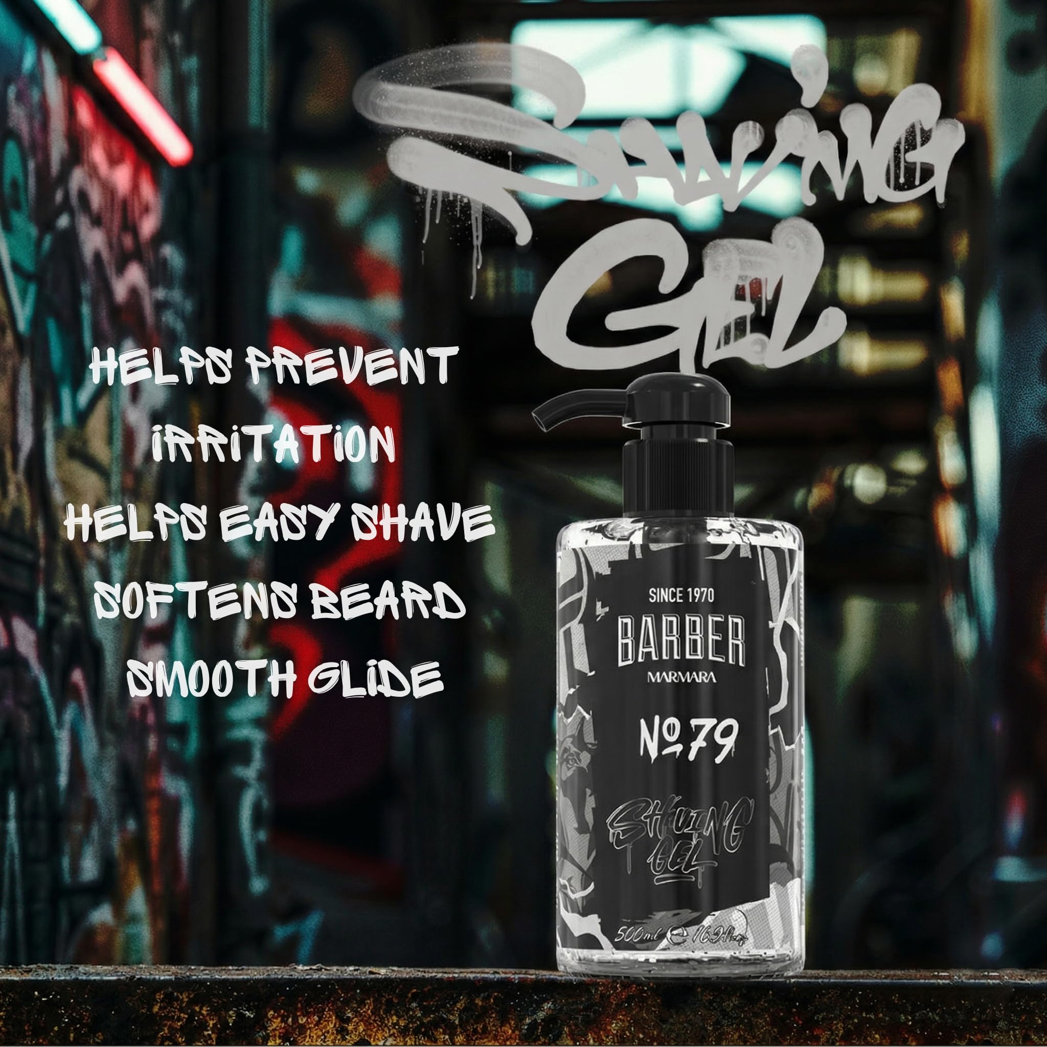 Barber Marmara Gel da Barba No. 79 Trasparente senza Schiuma con Dispenser, Qualità Professionale Turca per Contorni Barba, Collo & Rasatura 500ml