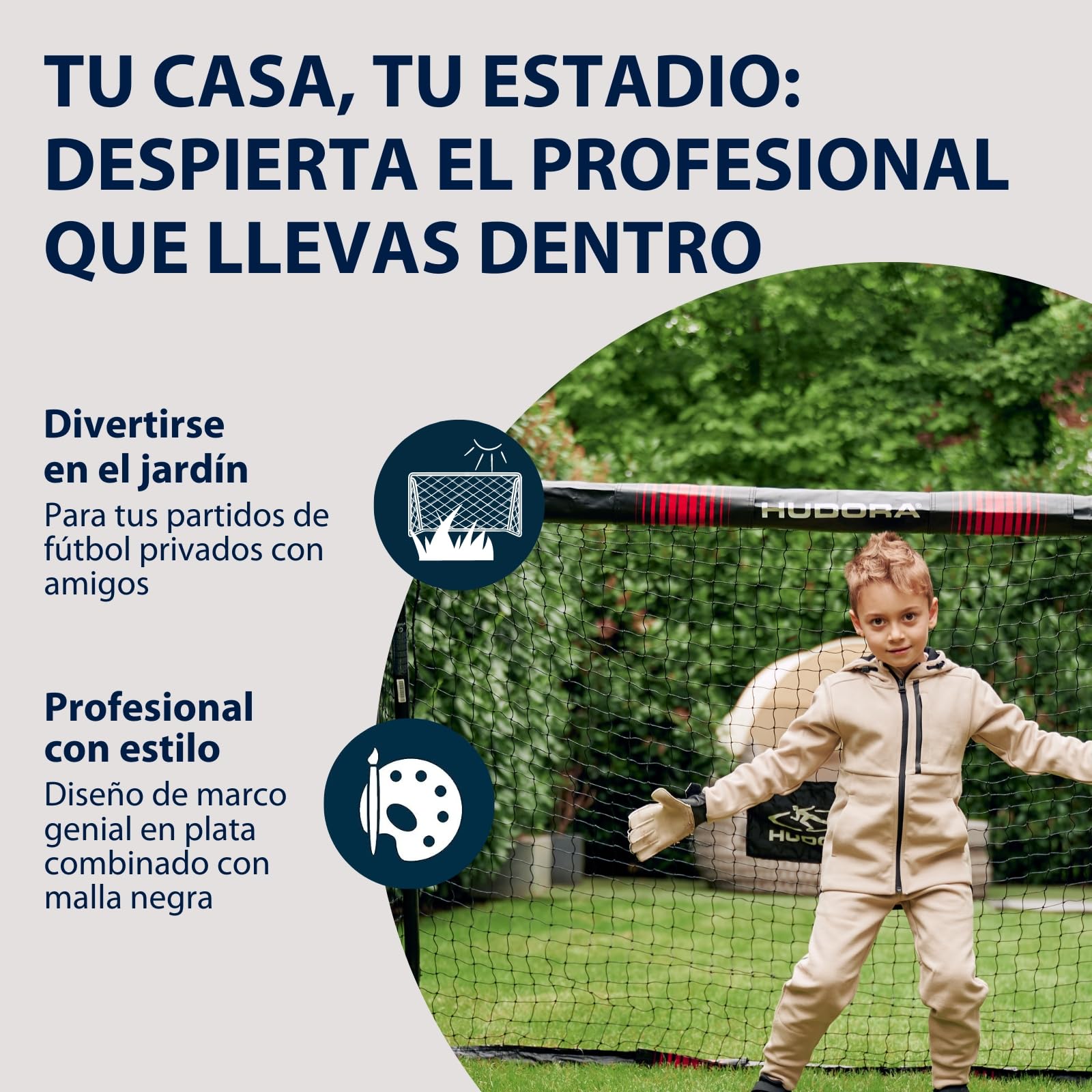 HUDORA Portería de Fútbol Pro Tect - Portería acolchada con red para niños y adultos