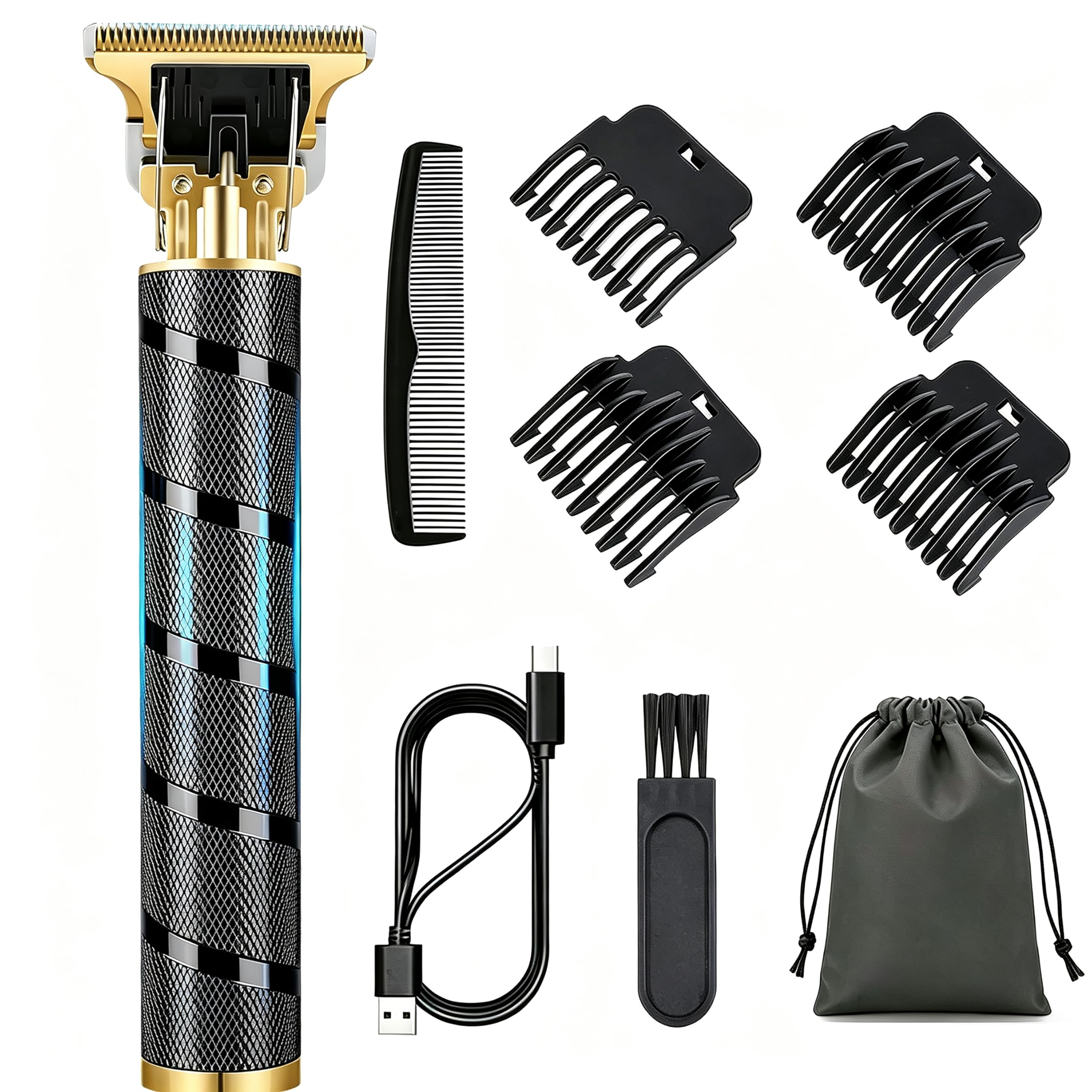 Cordless Hair Clipper, Beard Trimmer for Men, Rechargeable T-Blade Grooming Kit with Makeup Pouch for Home & Travel Gifts for Men