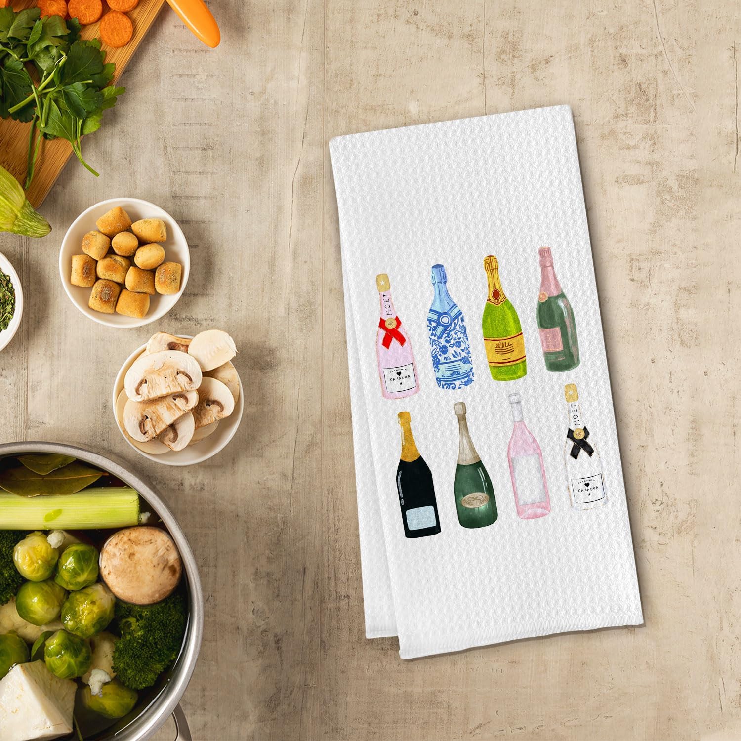 Hostess Gifts,Bar Cart Decor,Champagne Lovers Gifts for Women Kitchen Towels,Bar Cart AccessoriesTowels for Kitchen Bathroom Decor 16 X 24 - Image 2