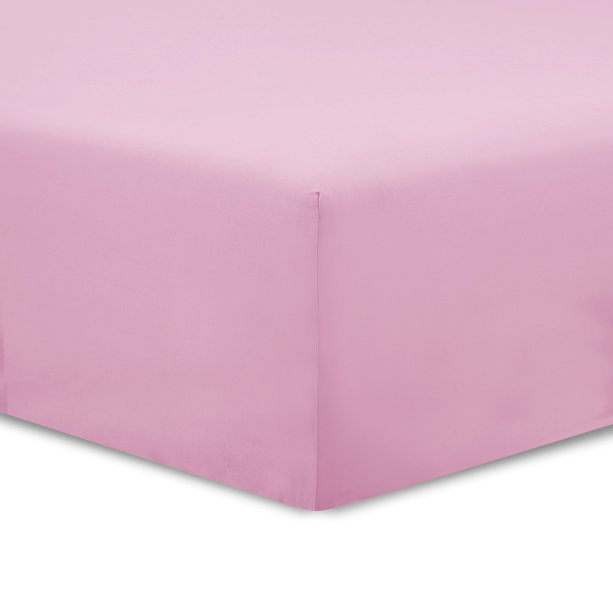 VISION - 2 Lenzuola con angoli Singolo - 2 pezzi per confezione - 90 x 200cm con altezza 30cm - Rosa - 100% Cotone