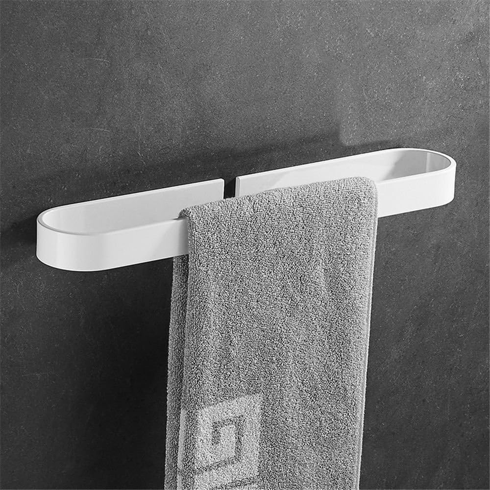 Cuarto de baño toallero blanco pintado baño de un solo poste barra de toalla colgante sin perforaciones colgando de la toalla varilla de colgar 40cm