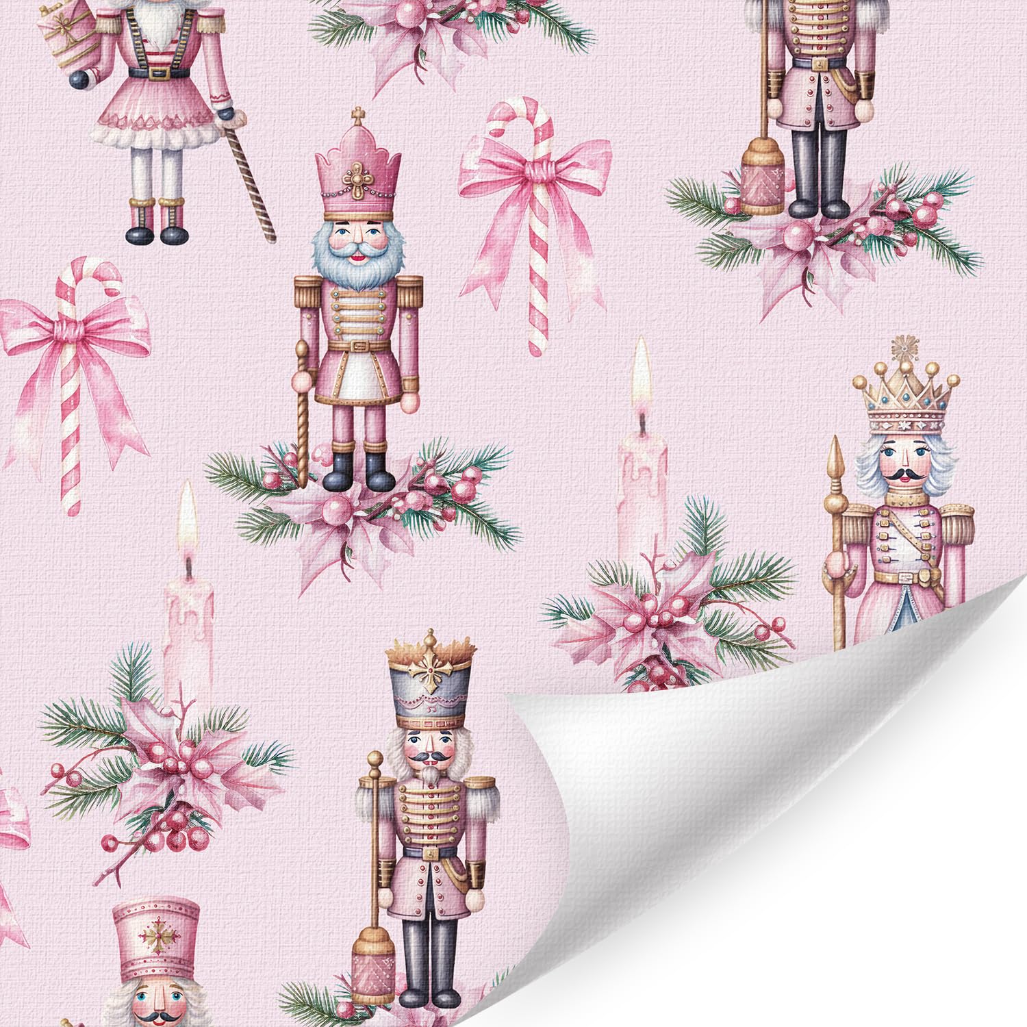 Papier peint Casse-noisette rose decoller coller pour customisation Noel