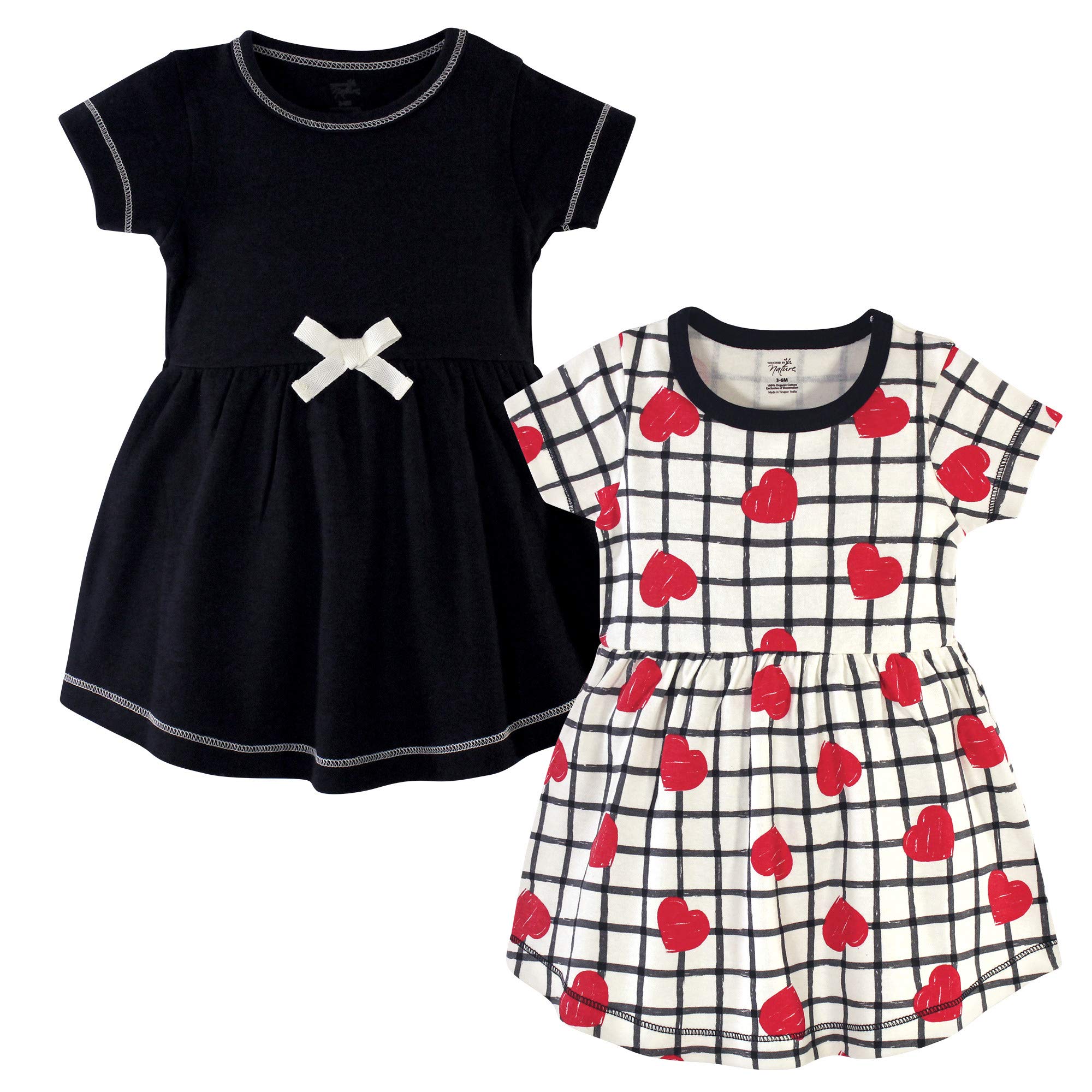 Touched by Nature Vestidos de manga corta para niña de algodón orgánico - negro - 3-6 Meses