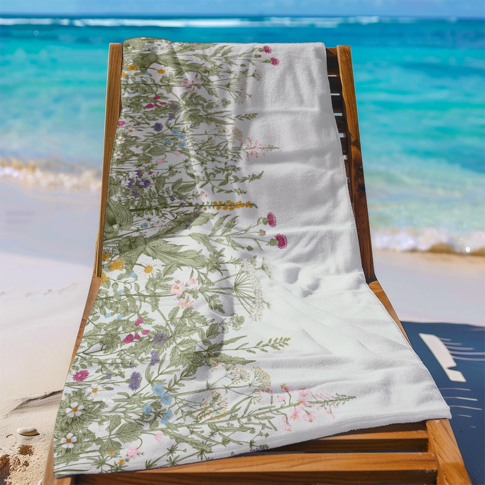 Tapis de Plage XXL Anti Sable Fleur Marron Serviette Piscine Adulte,Natte De Plage Pliable, Voyage Accessoires De Plage Camping,Serviette de Bain Personnalisée