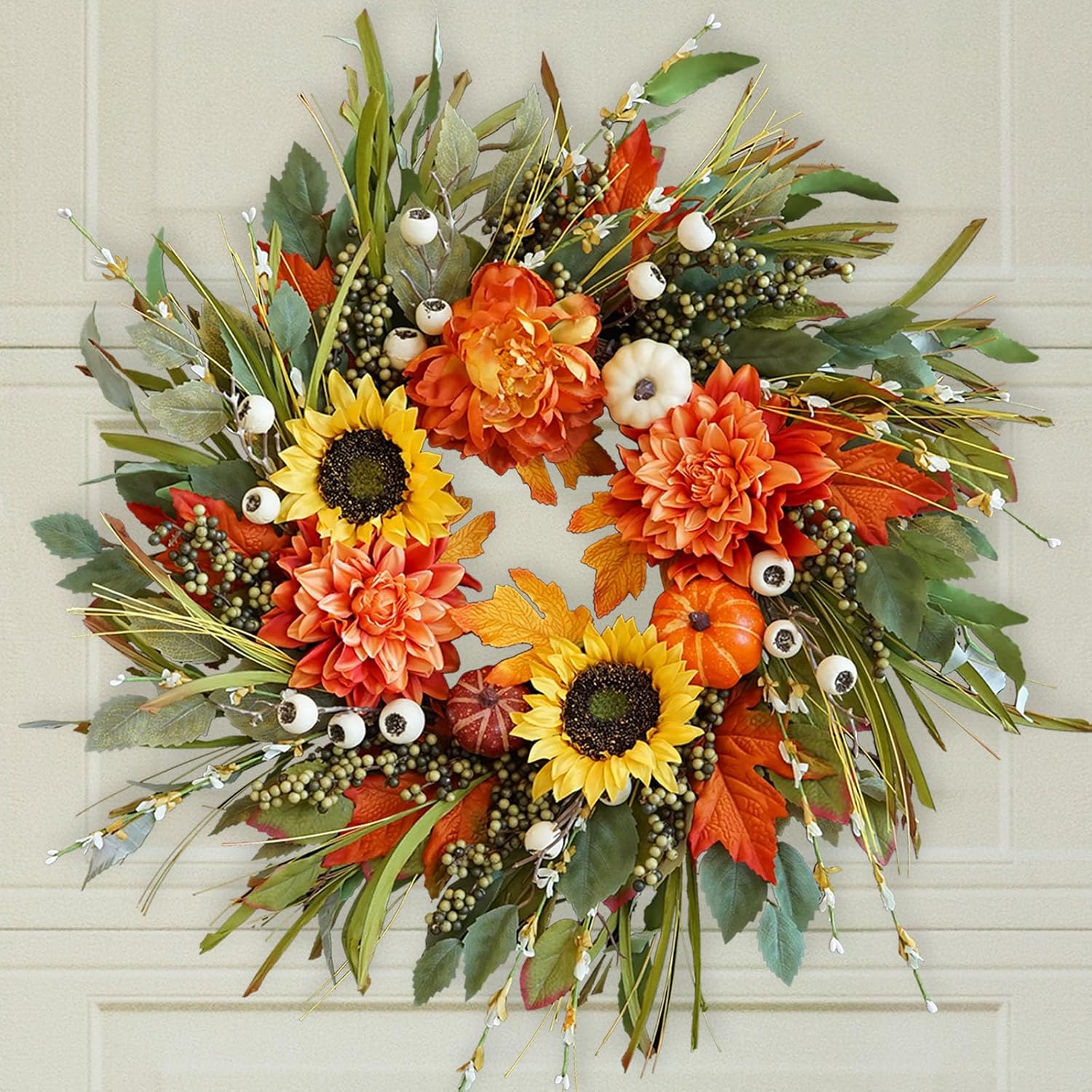 Soomeir 24 Inch Fall Wreaths for Front Door Outside