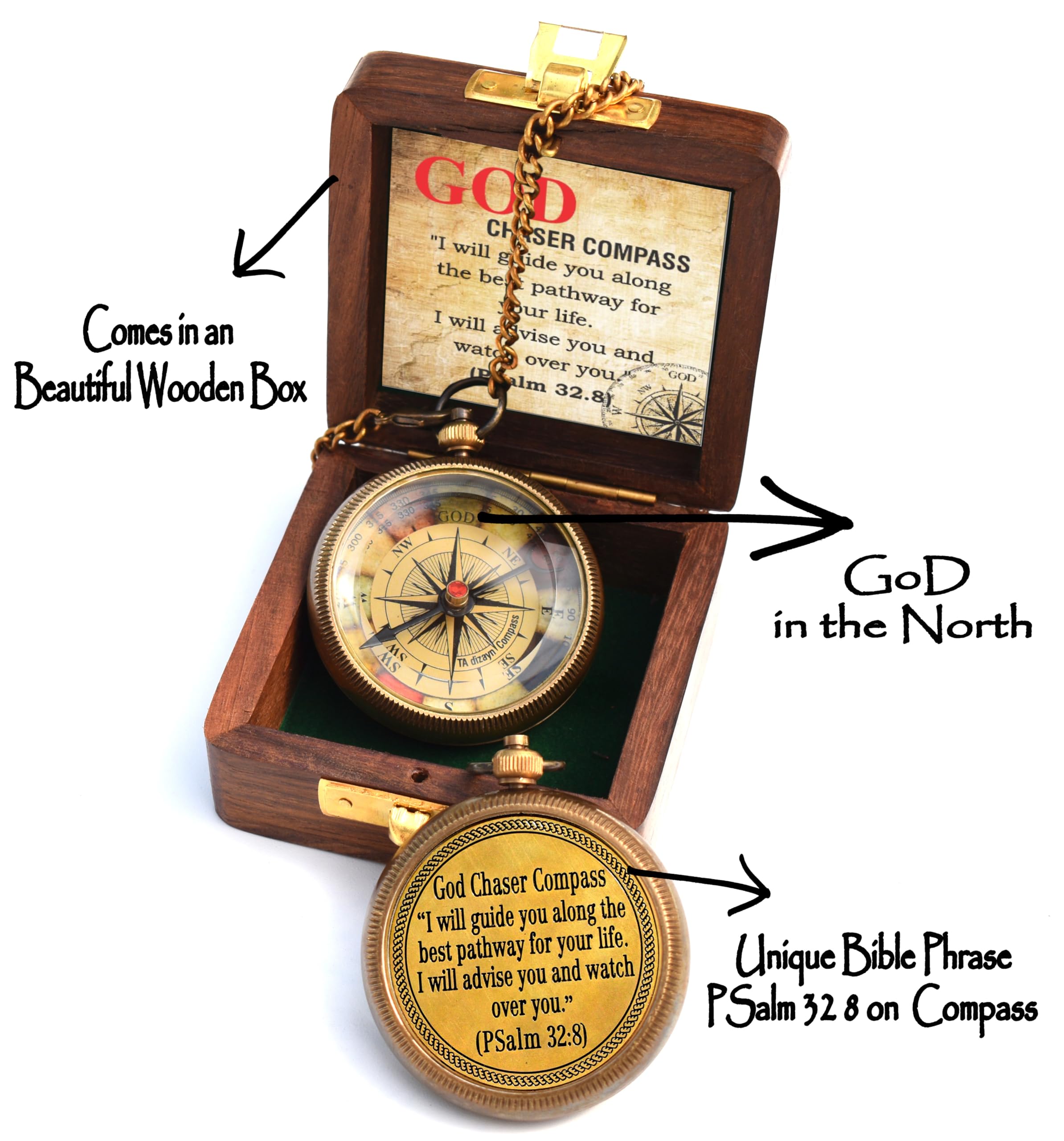 Be Strong and Courageous, Joshua 1:9, Solid Brass Directional Engraved Compass, Baptism Gifts for Boys Girls, First Communion, Christian Gifts for Men, First Confirmation Gifts for Boys