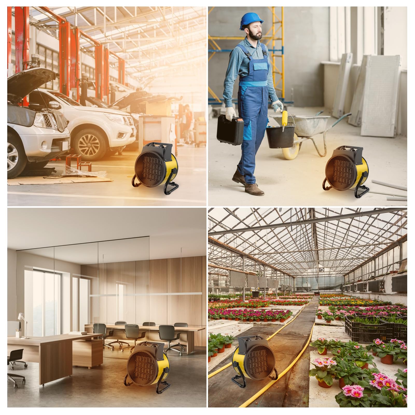 Calefactor Ceramico 3000W - Bajo Consumo - Radiador Electrico Portatil - Calentamiento Rápido en 3 s - Apto para Hogares, Baños y Obras de Construcción