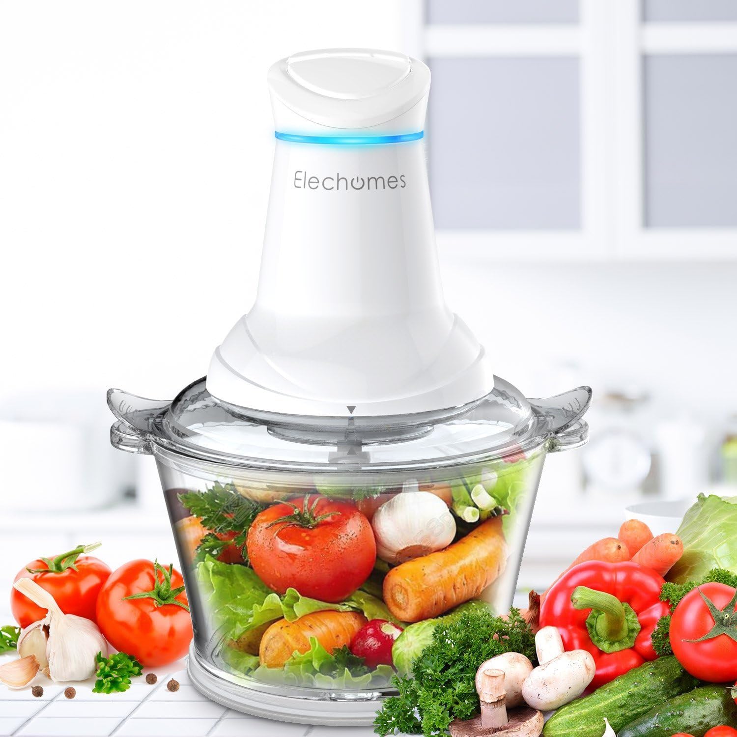 Elechomes CF201 Meat Grinders Electric Processor Vegetable Glass Bowl