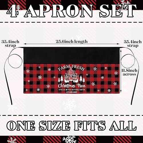 Miniatura 3 de Bencailor 4 delantales de camarera para camarera, medio delantal con bolsillos, delantales de camarera para restaurante