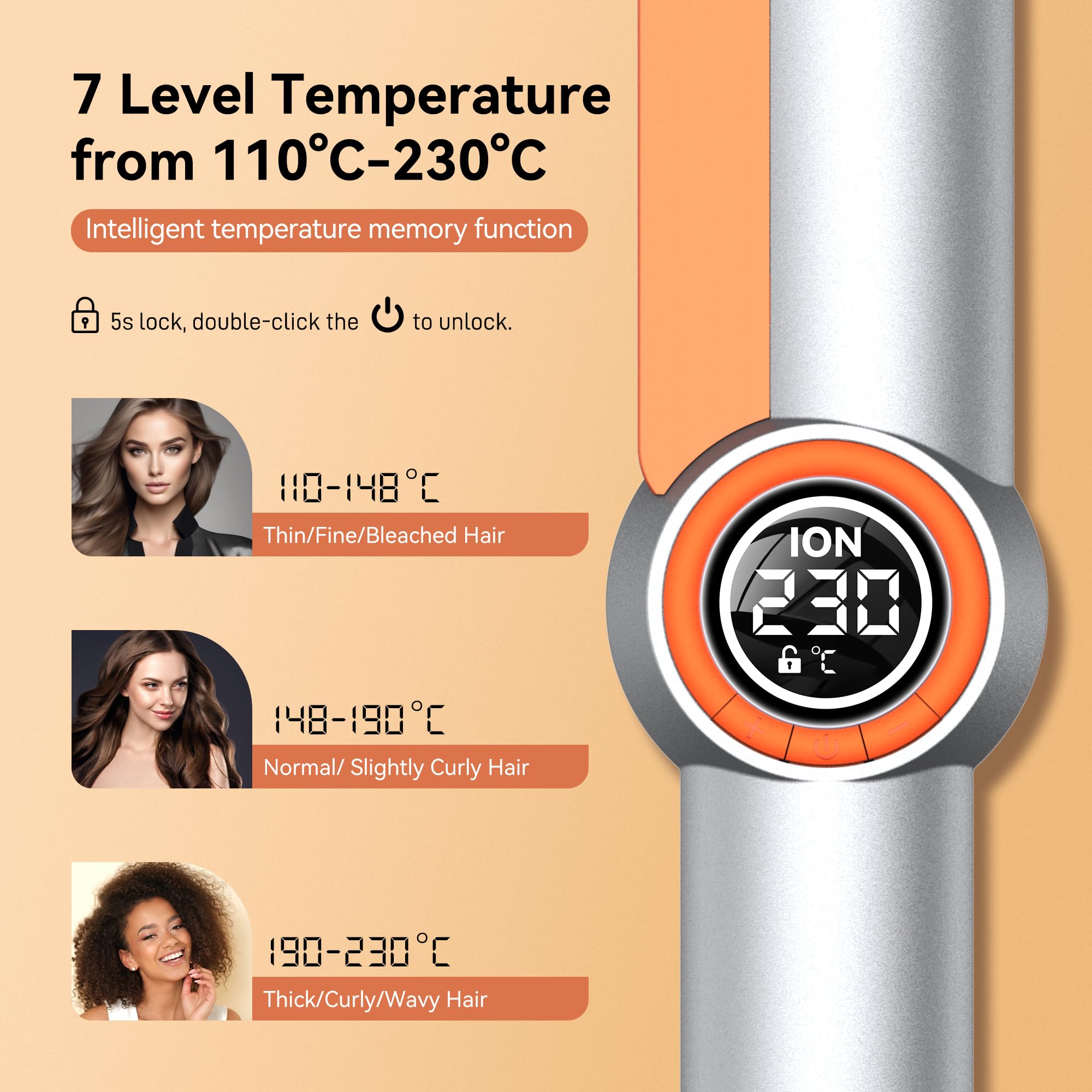 Lisseur Professionnel, Fer a Lisser, Wide Hair Straightener, Lisseur Boucleur Cheveux 2 en 1 avec Peigne, Plaque Cheveux 5 Températures, Lisseur Cheveux Professionnel Double Tension Voyage LCD