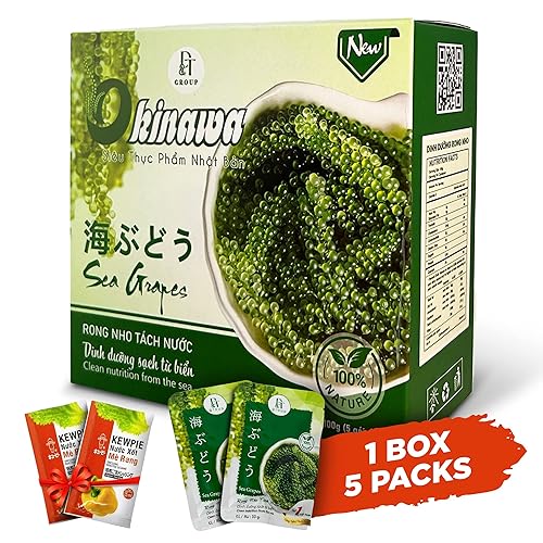 NAMISO OKINAWA Uvas marinas orgánicas, algas marinas orgánicas, Umibudo, caviar verde, lato deshyrado, agrapes marinas, superalimento – Mejora la