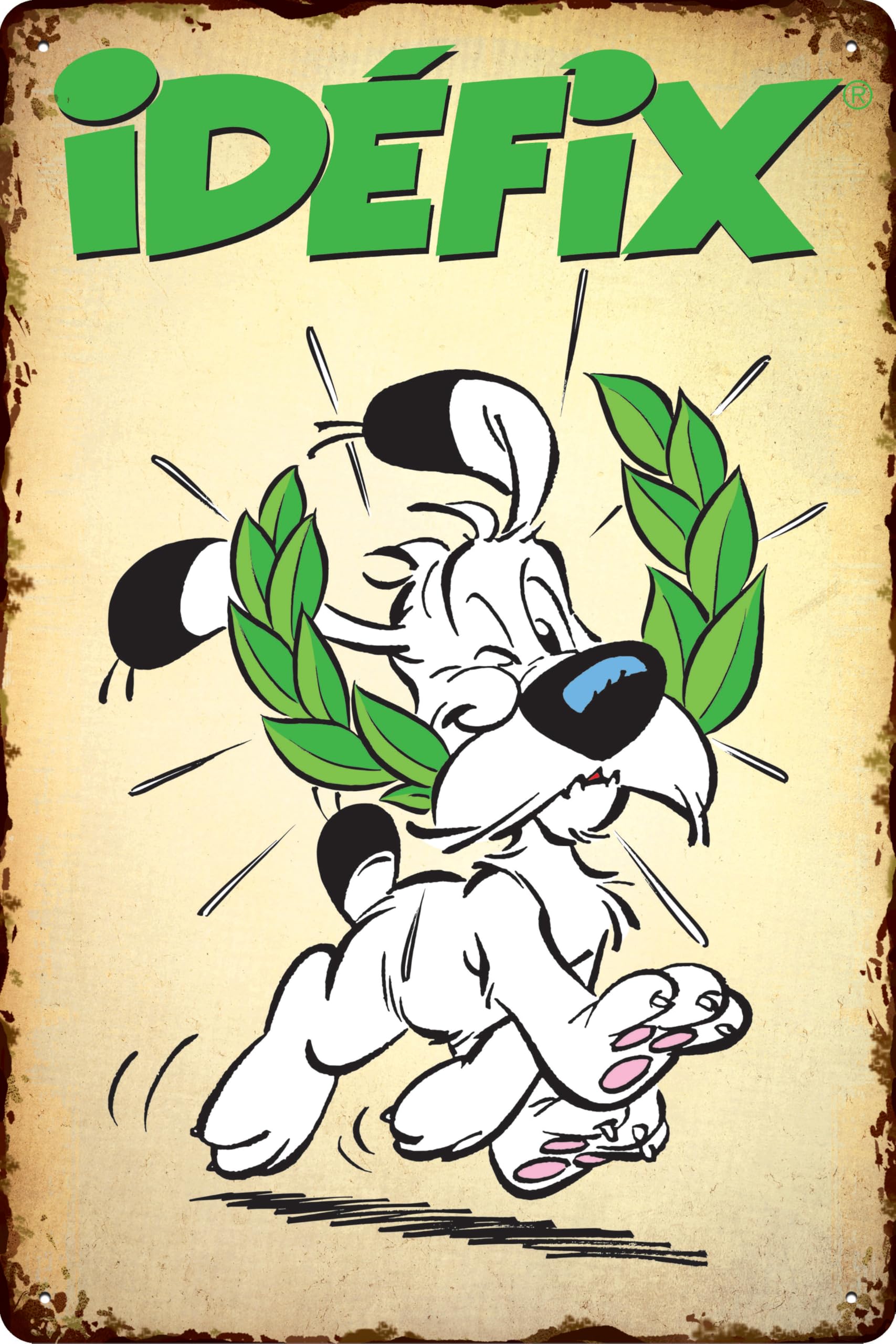 LUCKYLINDE - Retro Blechschild, ASTERIX und OBELIX, französiche kult Comic Serie, Deko Schild, 14 x 20 cm (Idefix)