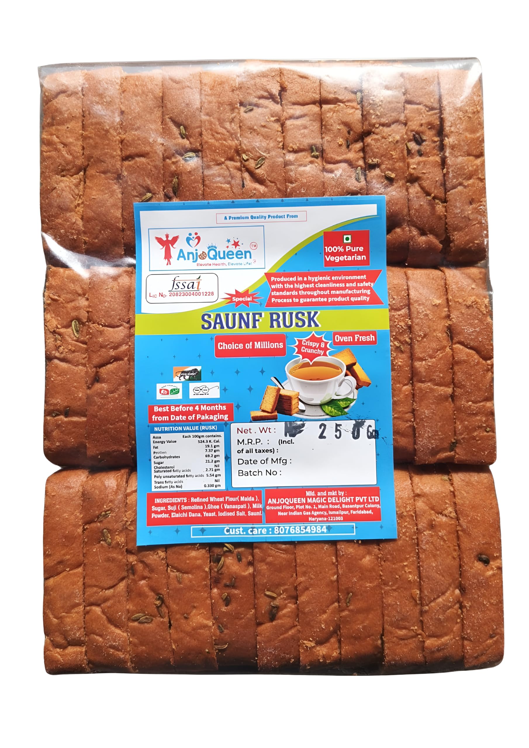 Anjoqueen Saunf (Fennel) Rusk 250gmX3| Freshly Oven-Baked Handmade & Crunchy Toast for Snacks & Flavourful Treat| (Pack of 3) (B0D6GKXL6V) Amazon Price History, Amazon Price Tracker