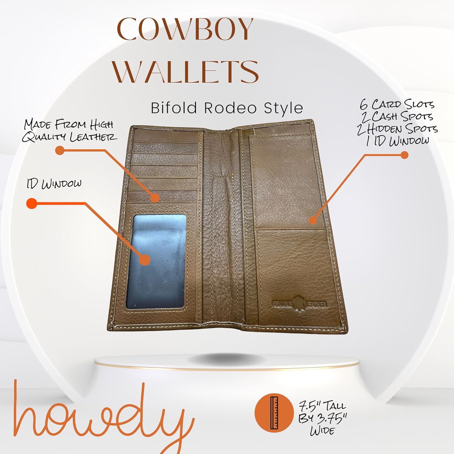 Men’s Long Leather Wallet – Basketweave Rodeo Bifold with Hair-On Cowhide and Lone Star Concho – Cowboy Checkbook Wallet for Ranchers & Texas Western Gifts - Image 4