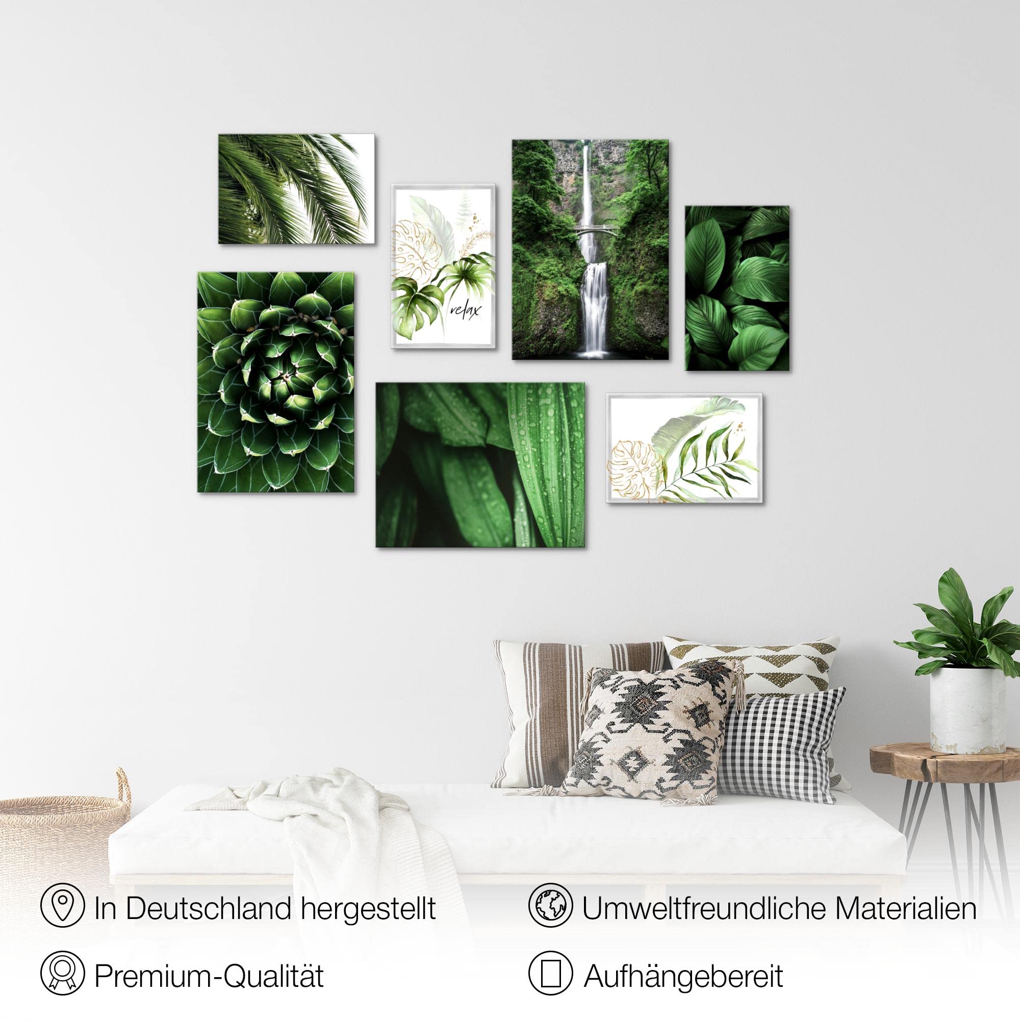 Novart Schilderijenset Abstract - GEEN EXTRA FRAME NODIG - Muurschilderingen voor Woonkamer Slaapkamer Kantoor - 3 - delige decoratie Stijl - N028736a
