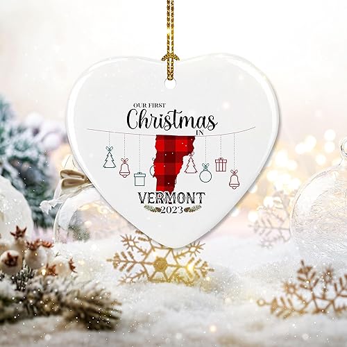 Miniatura 2 de Prezzy Vermont - Adorno de Navidad para decoración del hogar, nuestra primera Navidad en Vermont, regalos 2023, decoraciones colgantes para árbol de