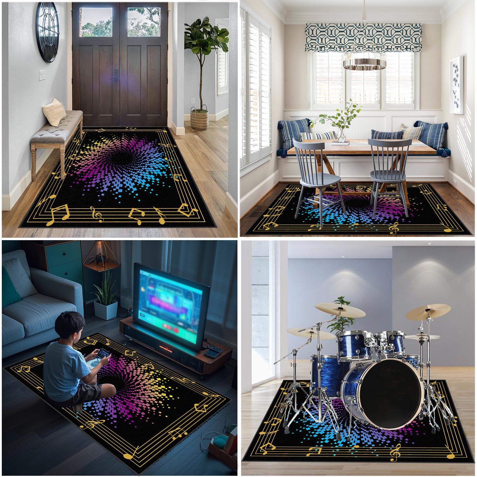 Bateria elektroniczna Dywan na perkusję i perkusję Maty akustyczne Pianino Baterie Akustyczne Maty Na Bęben Dźwiękoszczelny Antypoślizgowy Mata 180 x 160 cm