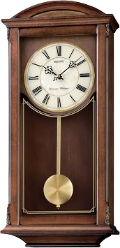 SEIKO Arched Wall Clock with Pendulum and Dual Chimes
