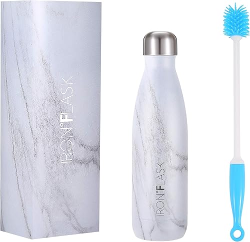 IRON FLASK - Botella de agua de hierro, estilo retro, 12 onzas, 17 onzas, 25 onzas, acero inoxidable aislado al vacío, frío y caliente, moderno, de