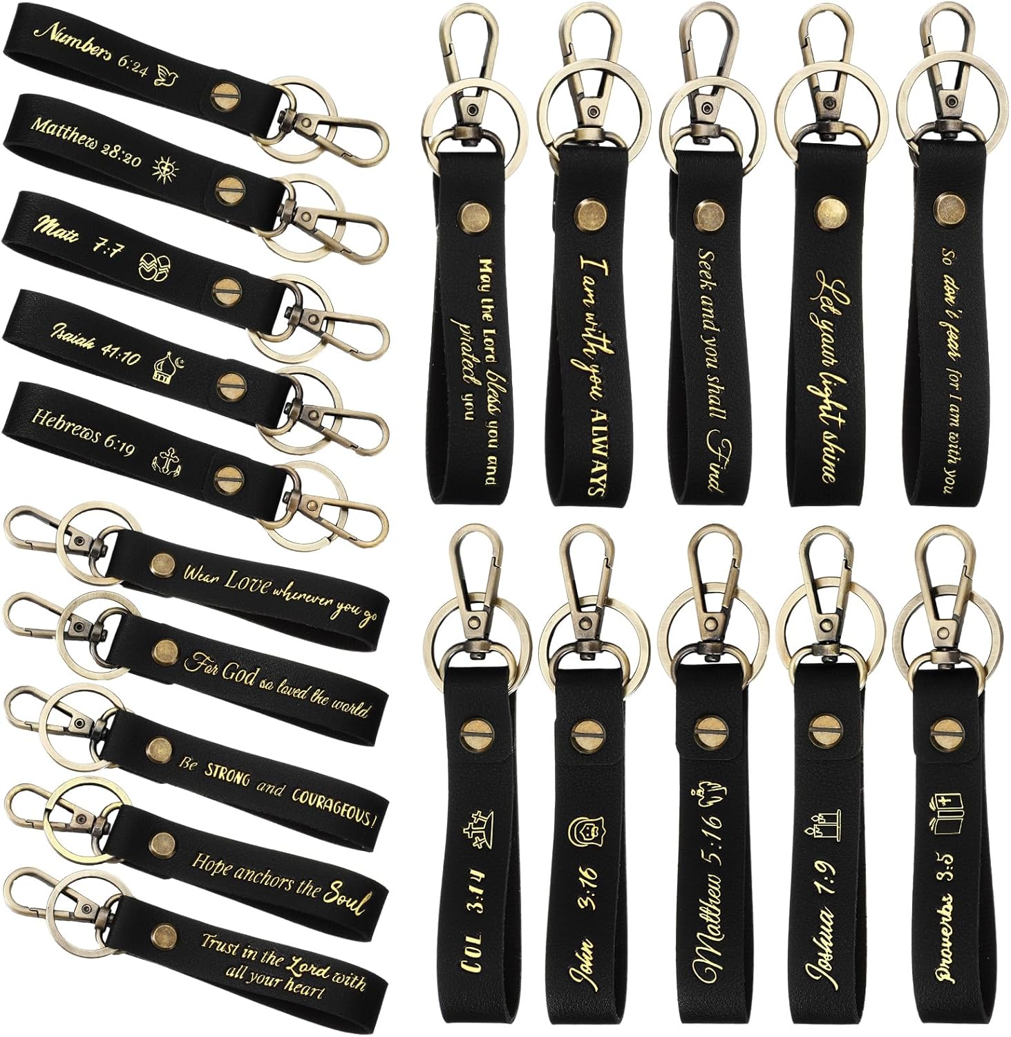 20 Pcs Christian Key Chain Leather Religious Keychain Inspirational Bible Key Chains Verse Quote Keychains Easter Day Gift