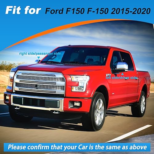 Miniatura 3 de Cubierta de espejo retrovisor cromado plateado para puerta, cubierta protectora para espejos exteriores compatible con Ford F150 F-150 2015-2020