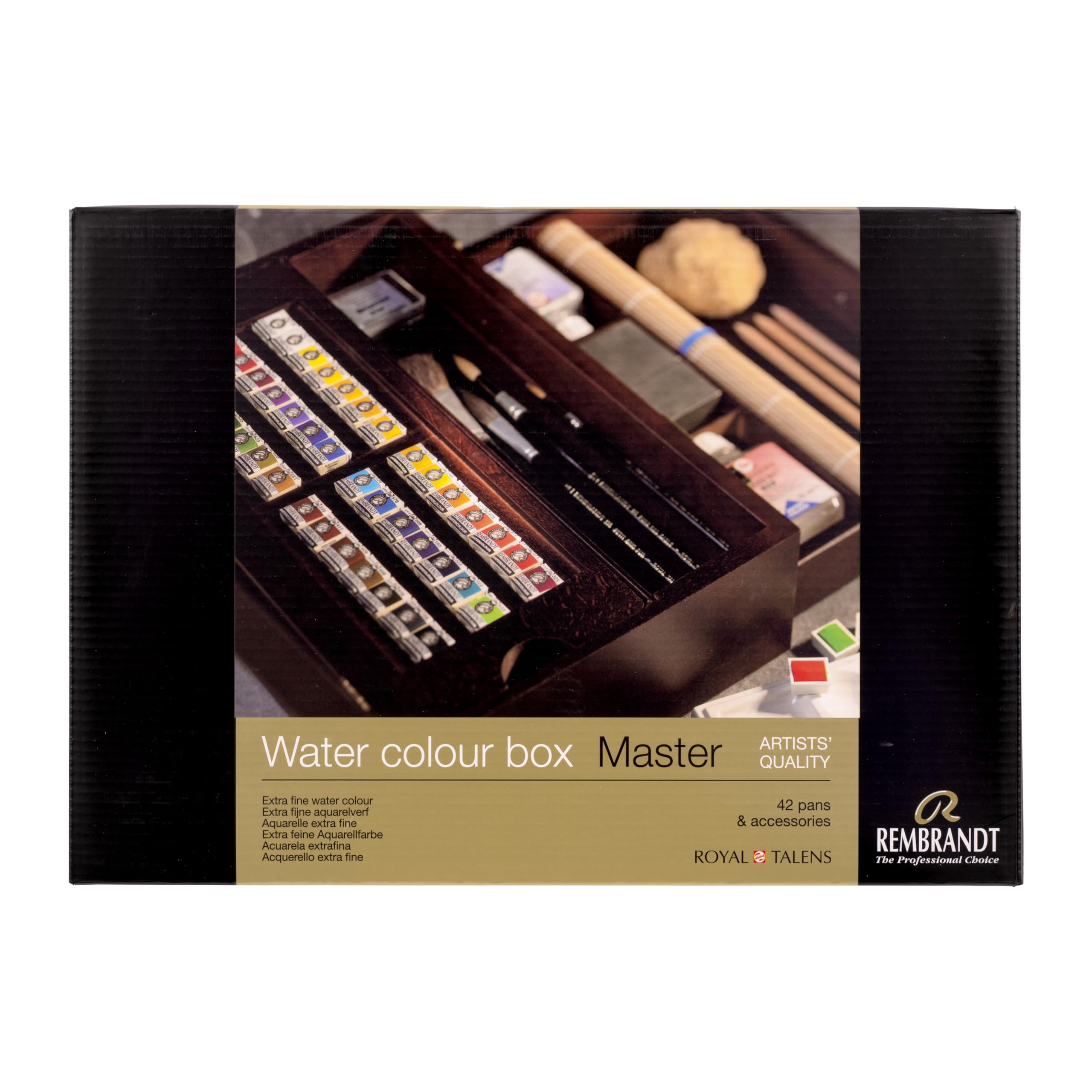 Rembrandt Professional Watercolour Paint Set in luxuriöser Holzbox Master| 42 Farben + Pinsel & Zubehör